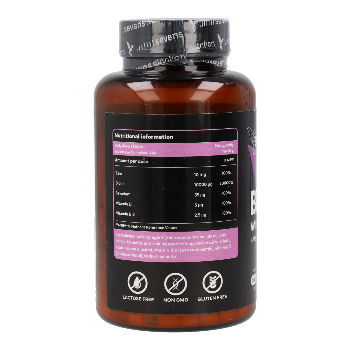 Biotina 10000 mcg Sevens Nutrition 365 cápsulas - Image 7