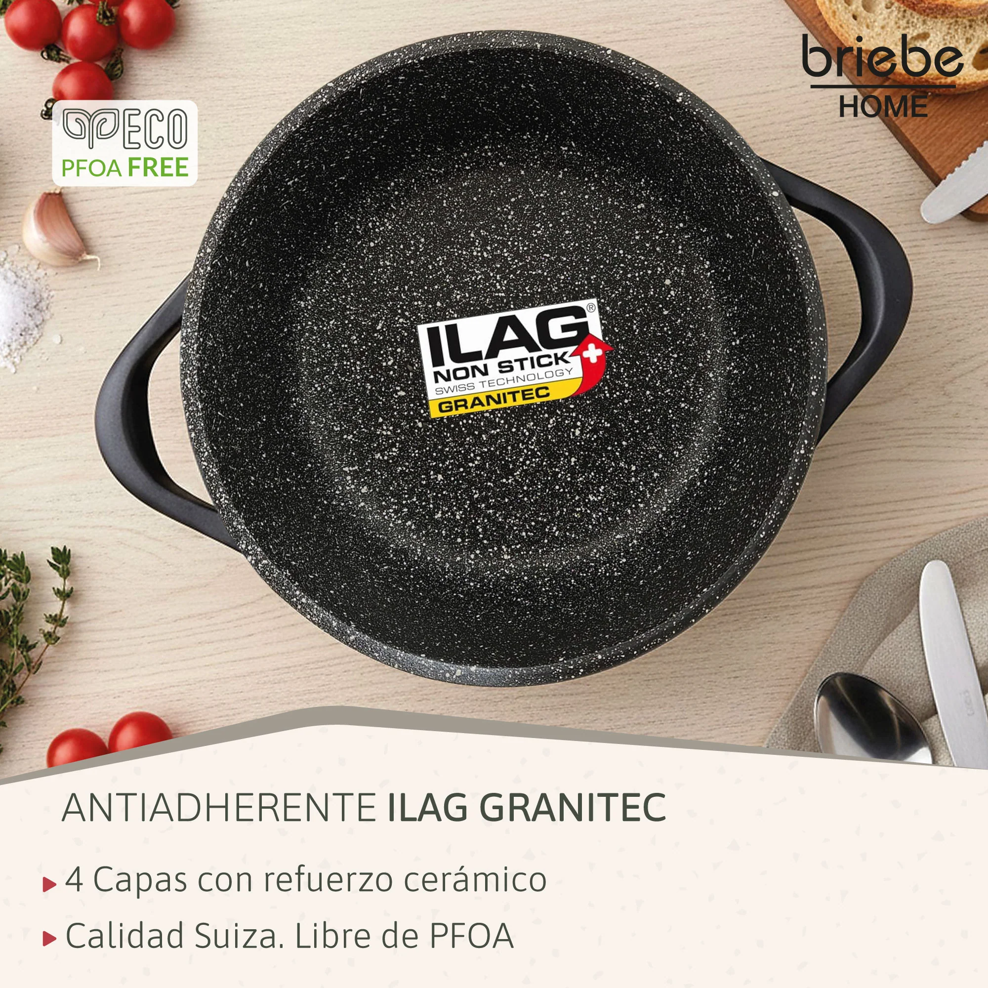 Briebe Batería De Cocina Inducción 6 Piezas Aluminio Fundido 3 Ollas Con Tapa De Cristal Antiadherente, Mgk-18s, Negro - Image 5