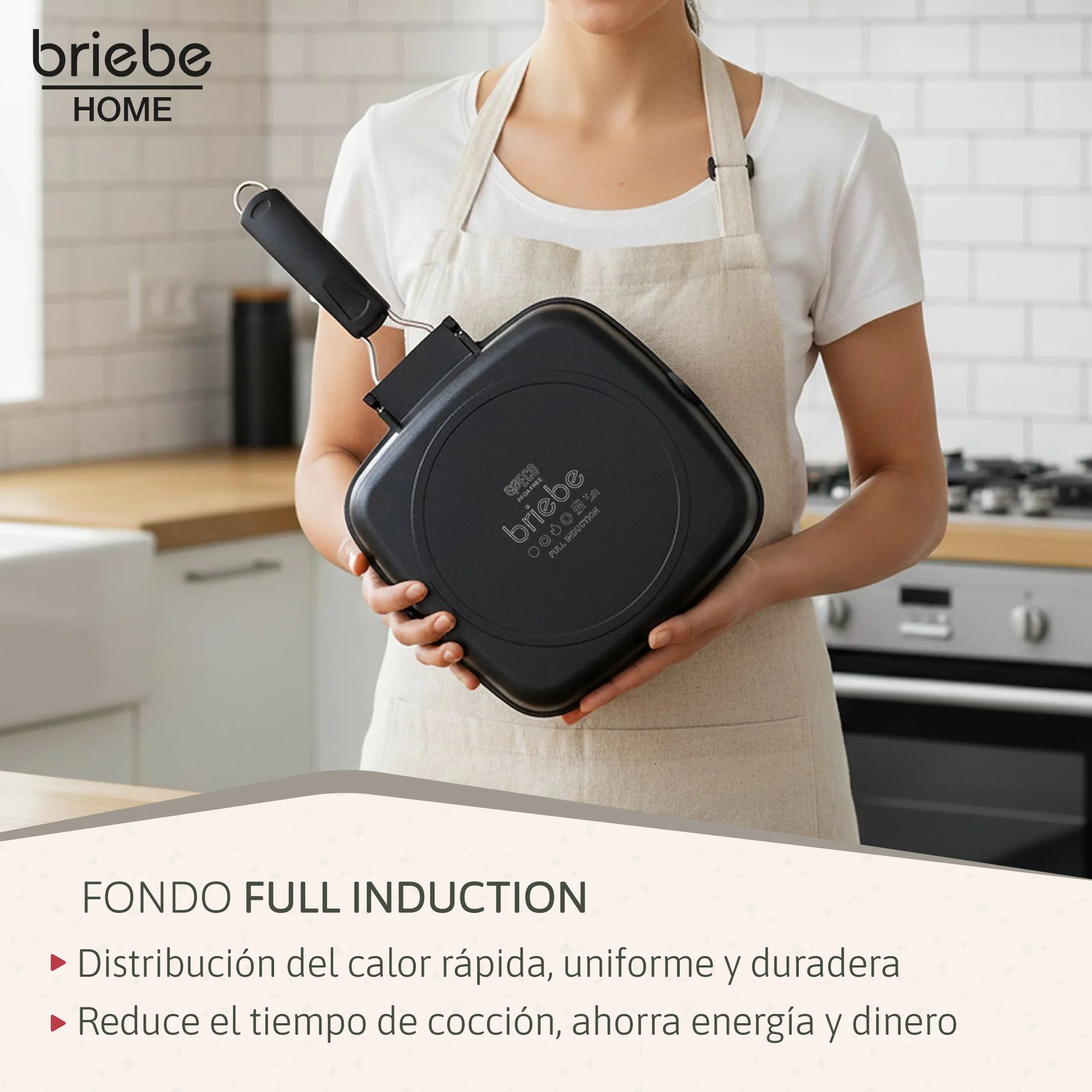 Briebe Grill Asador, Inducción, Antiadherente Titanio 24x24cm Aluminio Fundido Sin Pfoa Mango Plegable, Gp1158, Negro - Image 6