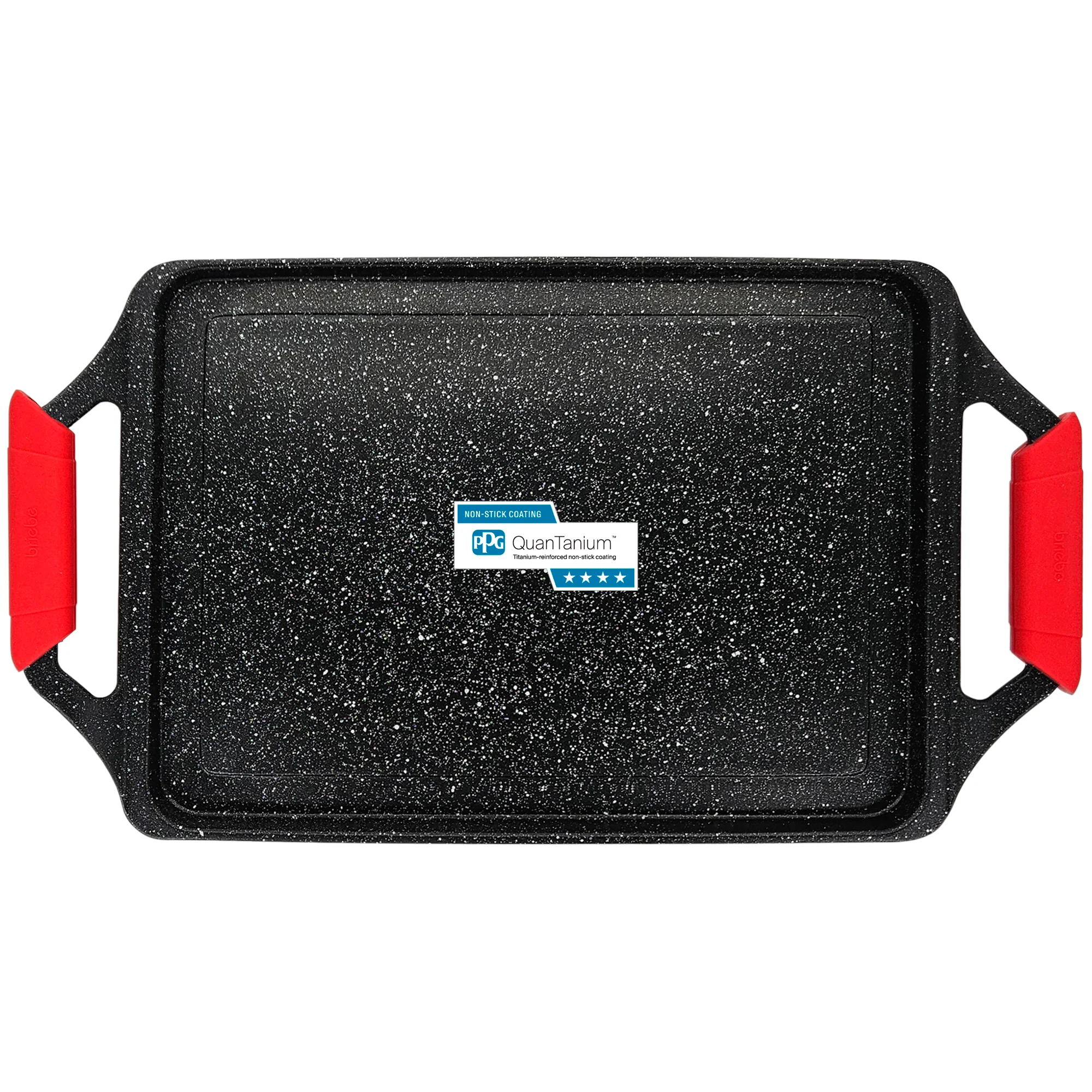 Briebe Plancha Cocina Inducción Asar, Antiadherente Titanio 5 Capas, Aluminio Fundido 43x25cm Sin Pfoa, Black Titanium