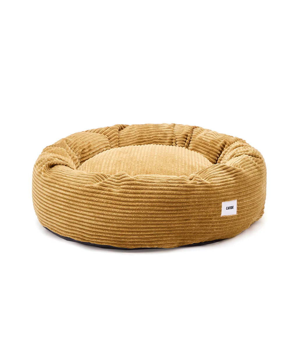 Cafide Cama Donut Para Perro Con Tejido De Pana Naranja. Modelo Nuba. Talla M (80x80x20 Cm)