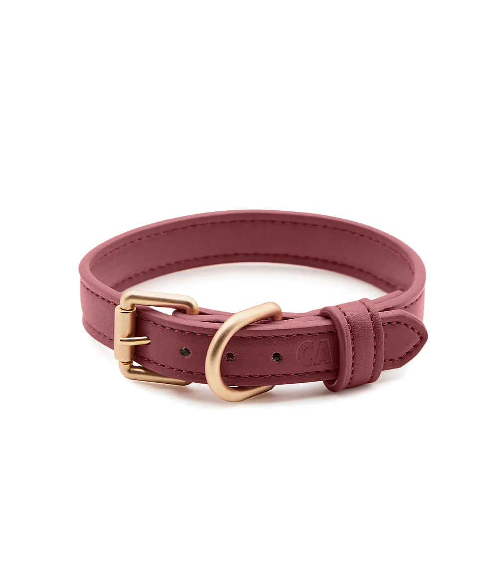 Cafide Collar De Cuero Vegano Burdeos. Modelo Jala. Talla S (27-32 Cm)