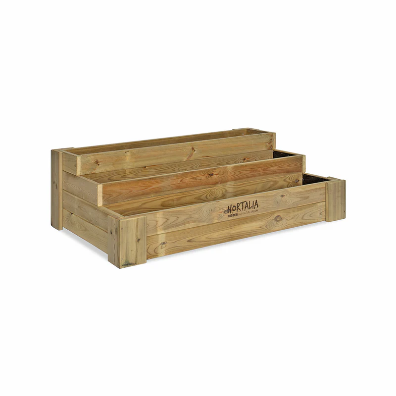 Cajón De Cultivo Madera Tratada Exterior Hortalia Box Stairs 120 120x80x40 Cm