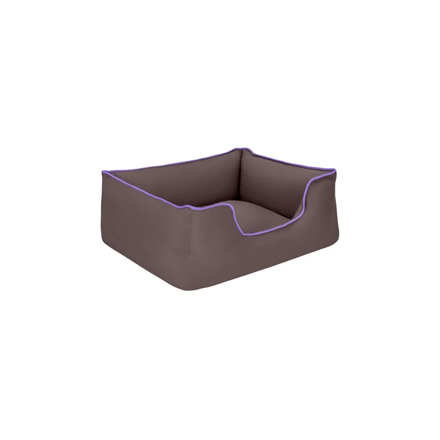 Cama Rectangular Confortable Impermeable Para Perro Wuapu Begur 105x85 Cm Marrón Con Detalle Lavanda - Image 2