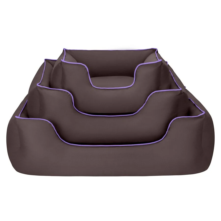 Cama Rectangular Confortable Impermeable Para Perro Wuapu Begur 105x85 Cm Marrón Con Detalle Lavanda - Image 4