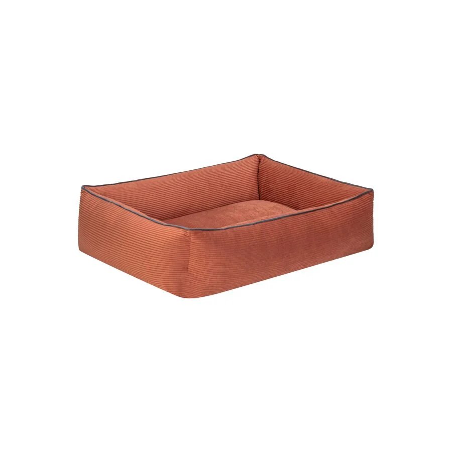 Cama Rectangular De Pana Para Perro Modelo Wuapu Alins 105x85cm Color Canela Con Detalle Gris - Image 2