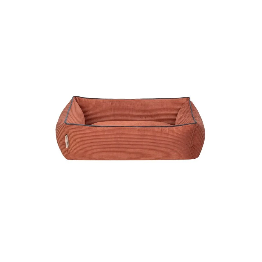 Cama Rectangular De Pana Para Perro Modelo Wuapu Alins 75x60cm Color Canela Con Detalle Gris - Image 3