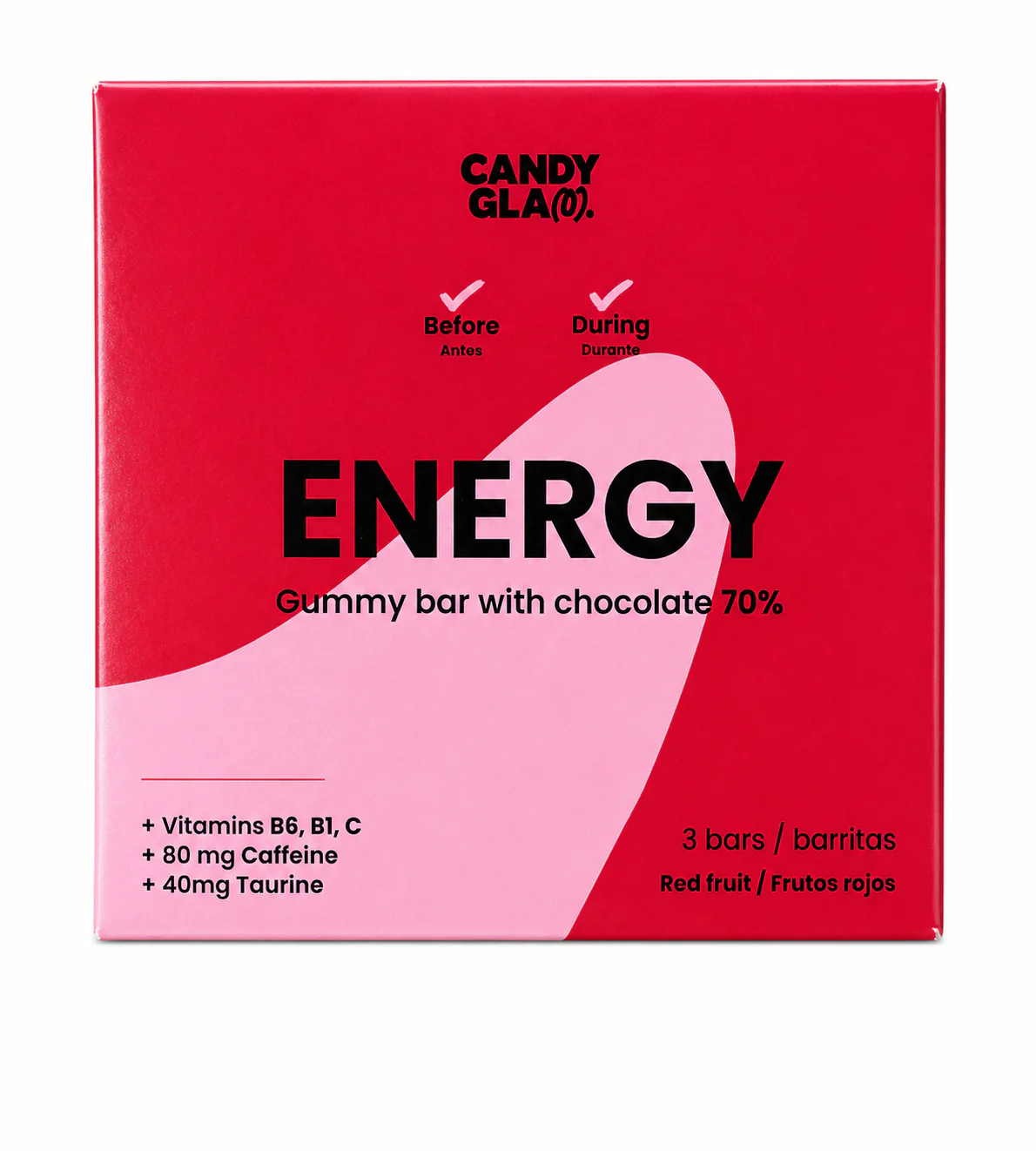 Candyglam Energy | Gummy Bar Energética Vegana Con Chocolate 70% | Cafeína + Taurina + Vitaminas | Pack 9 Barritas - Image 3