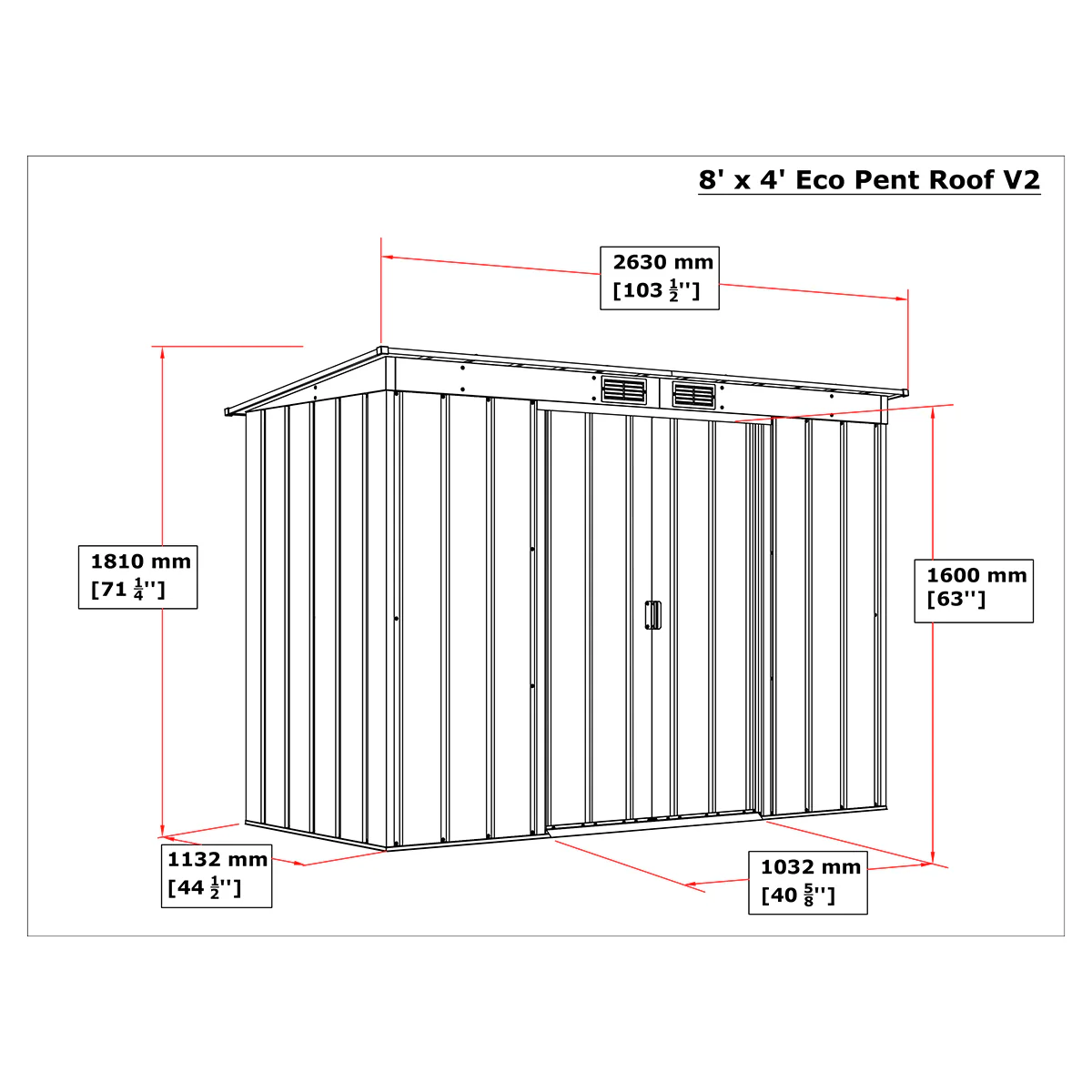 Caseta Jardín Eco Pent Roof 8×4 Metal Gris Antracita - Image 3