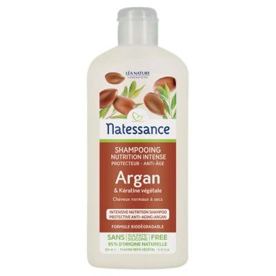 Champú de Argán con Queratina Vegetal nutrición intensa Natessance 250 ml