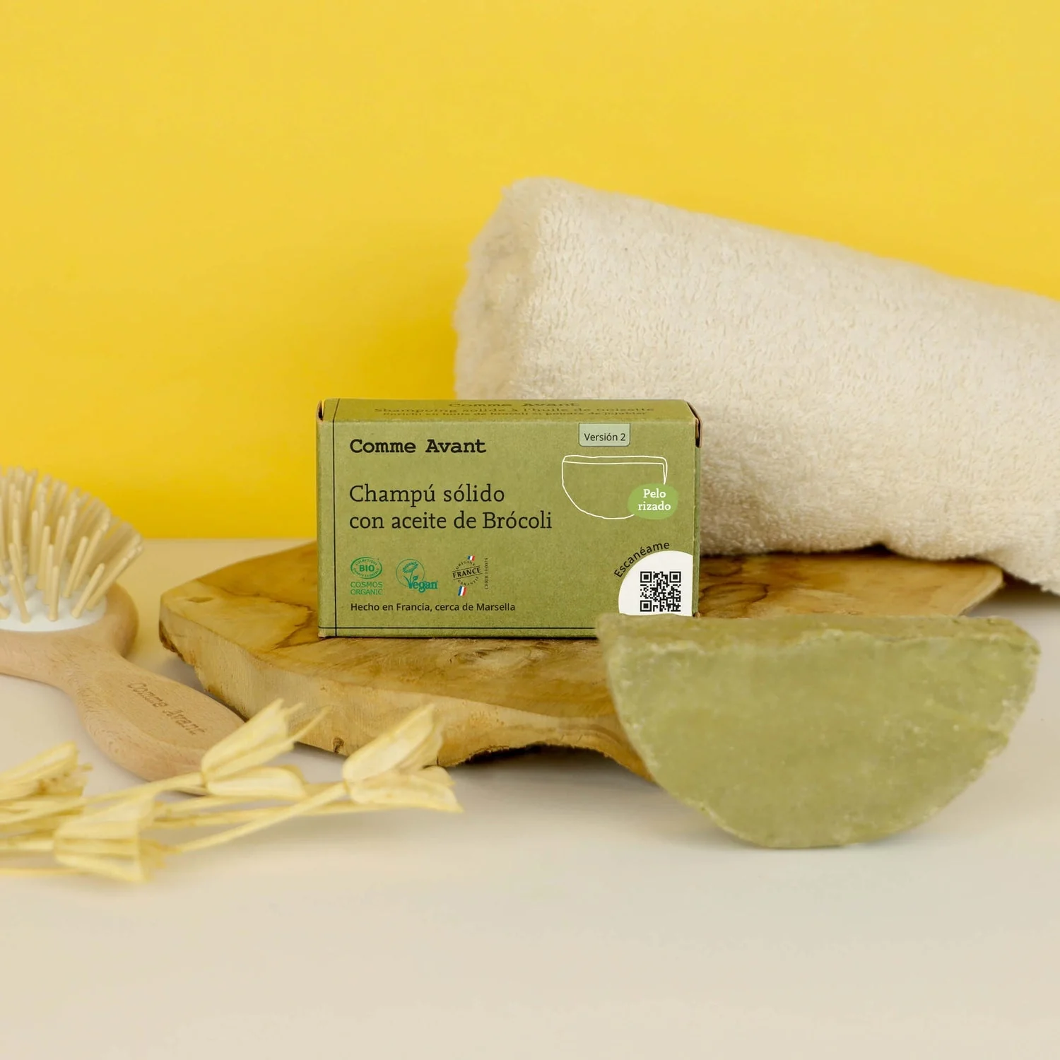 Champú sólido con aceite de brócoli (cabello teñido y rizado) Comme Avant 70 g - Image 3