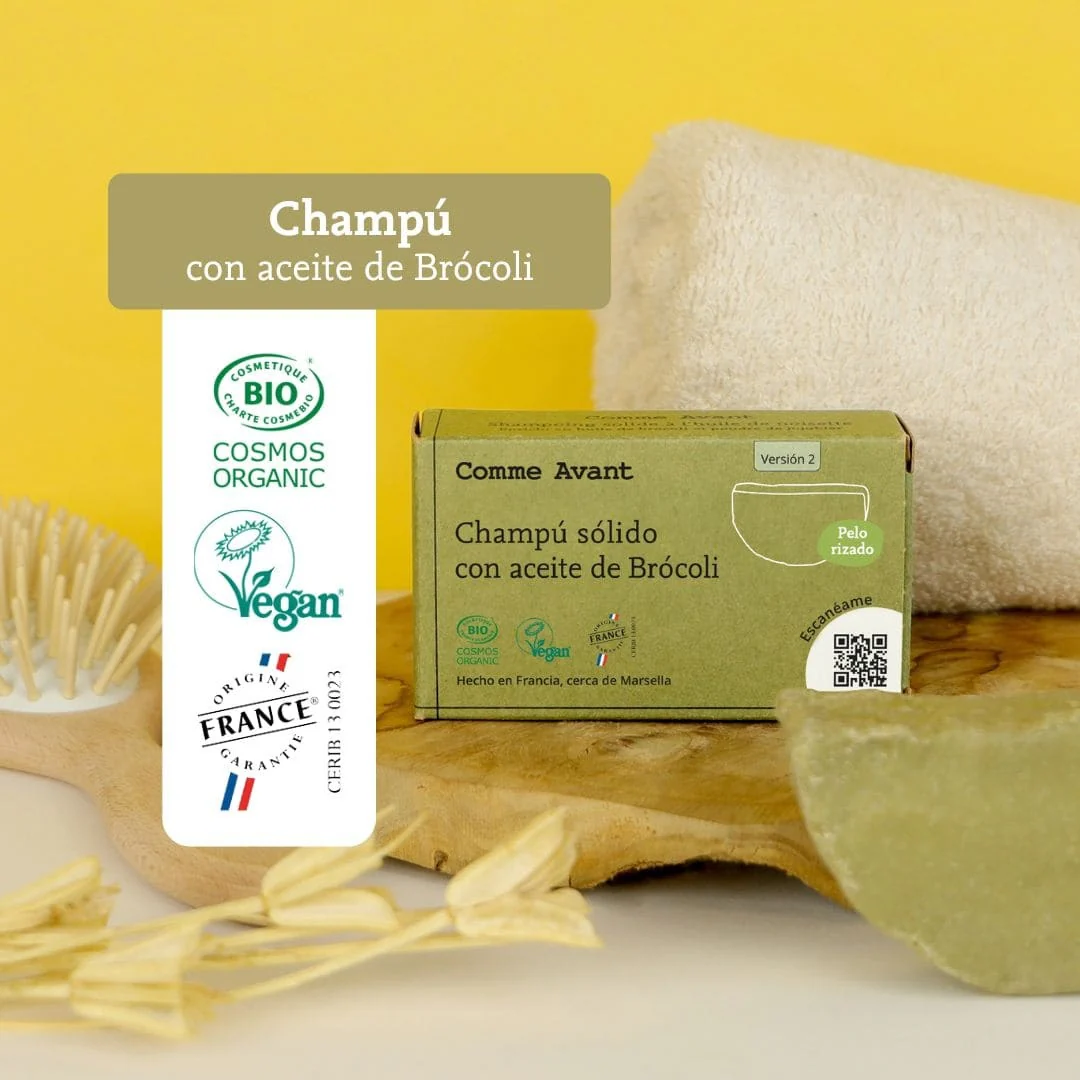 Champú sólido con aceite de brócoli (cabello teñido y rizado) Comme Avant 70 g - Image 4