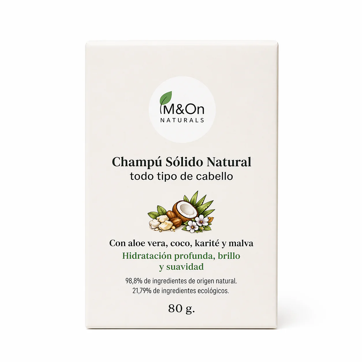 Champú Sólido Natural Para Cabello Normal 80 G | Nutrición Y Brillo | M&on Naturals