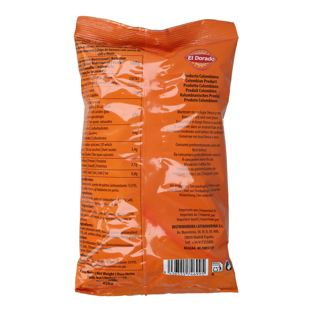 Chips Platanitos Chile Limón El Dorado 250g - Image 2