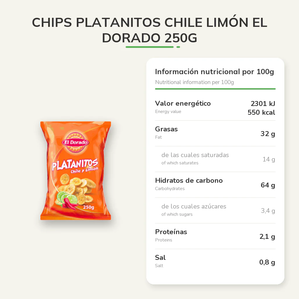 Chips Platanitos Chile Limón El Dorado 250g - Image 3