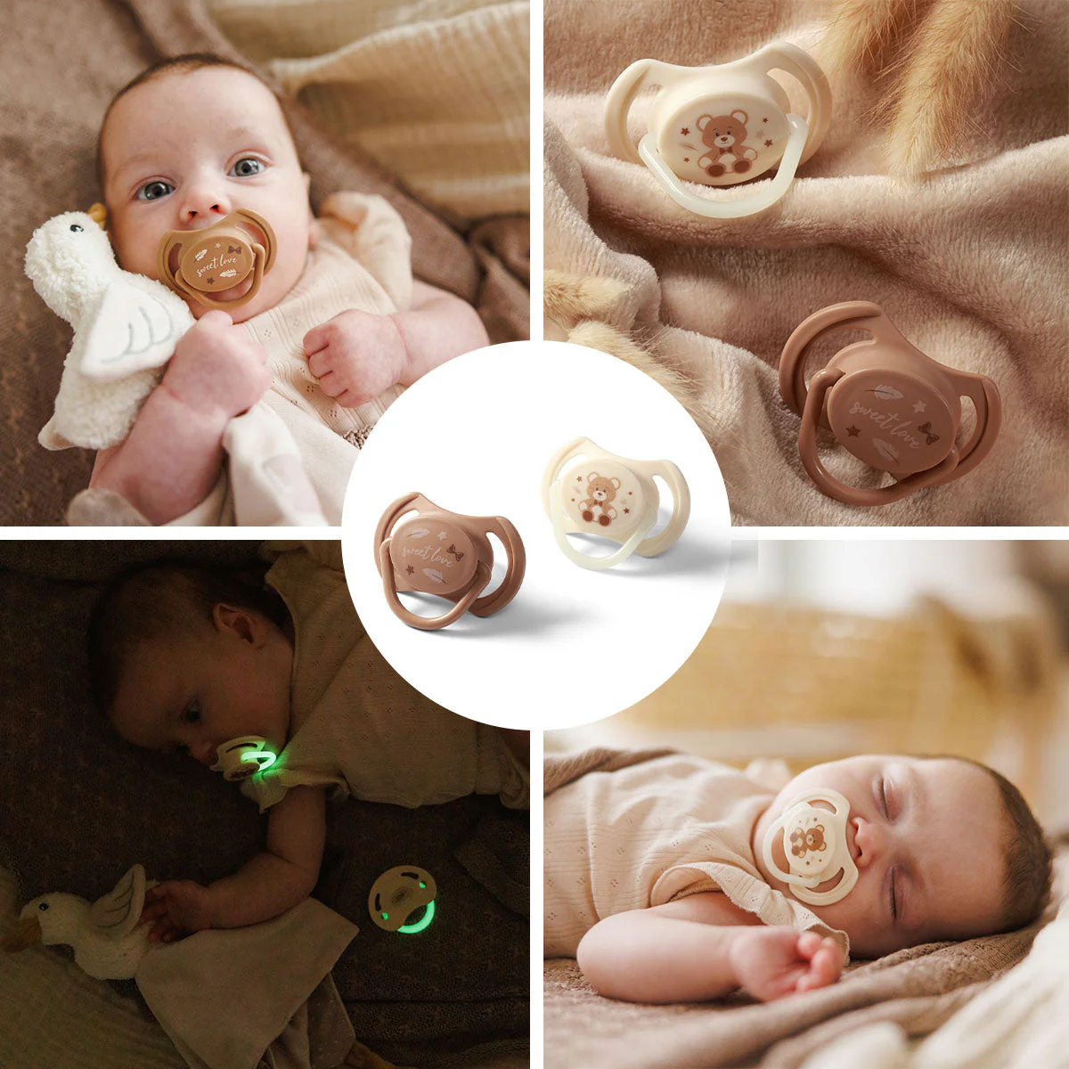 Chupetes Tetina Simétrica De Silicona 0-6 Meses Beige - Image 3