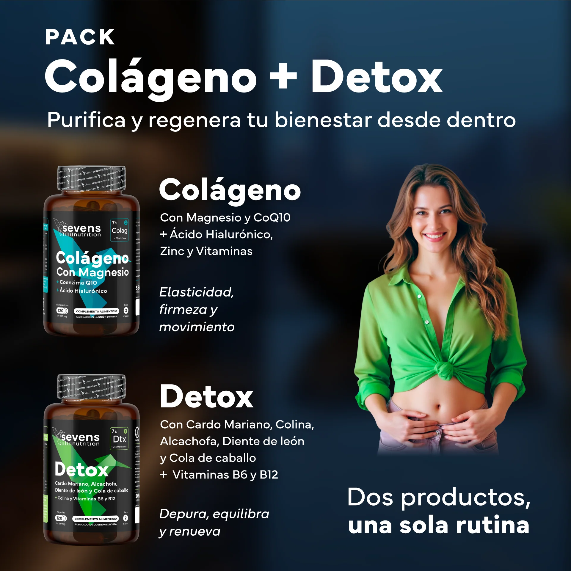 Colágeno Marino Con Magnesio + Detox Con Cardo Mariano. Sevens Nutrition. Articulaciones, Piel Y Depuración Hepática - Image 2