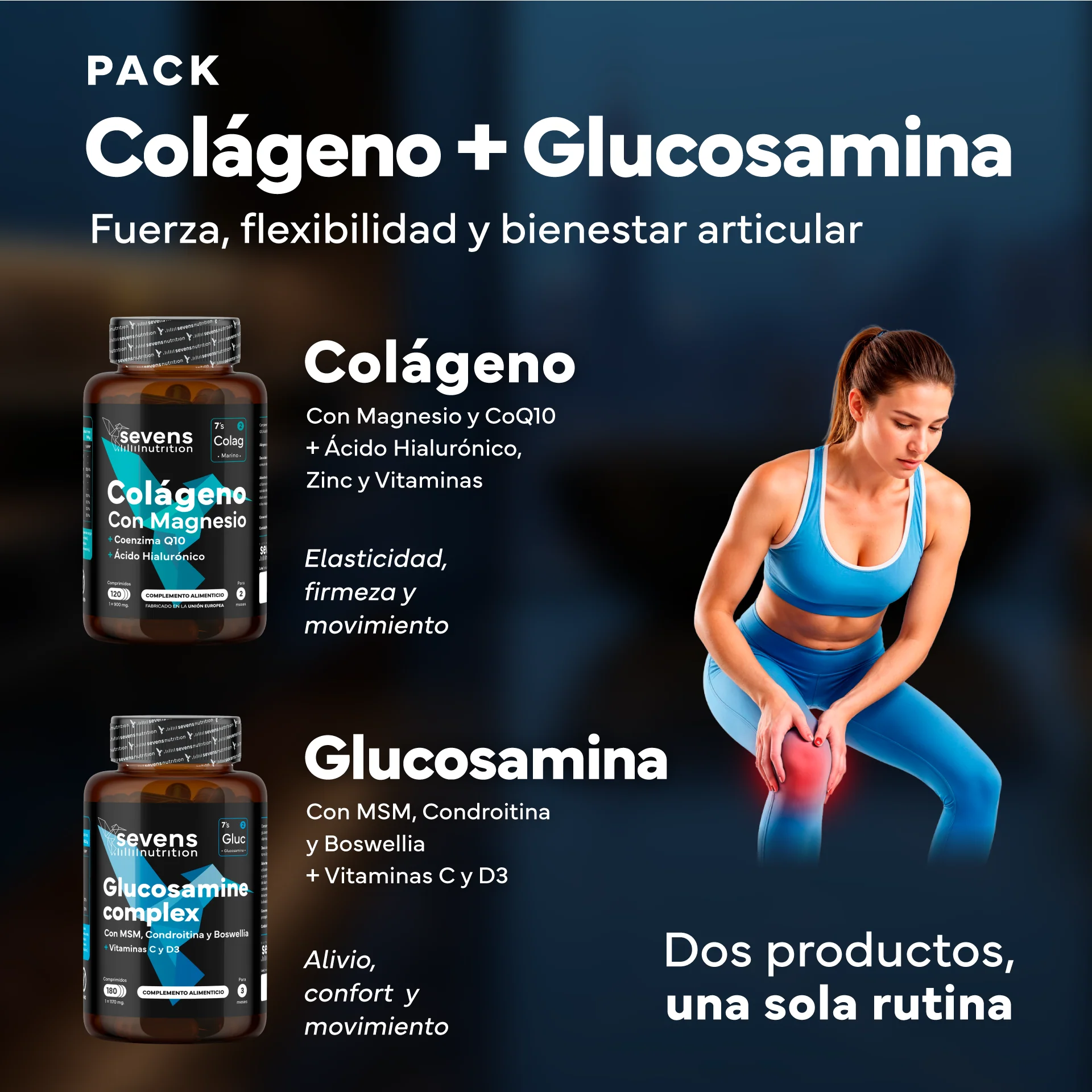 Colágeno Marino Con Magnesio + Glucosamina Condroitina Msm 6en1. Sevens Nutrition. Cuidado Articular, Óseo Y Cutáneo - Image 2