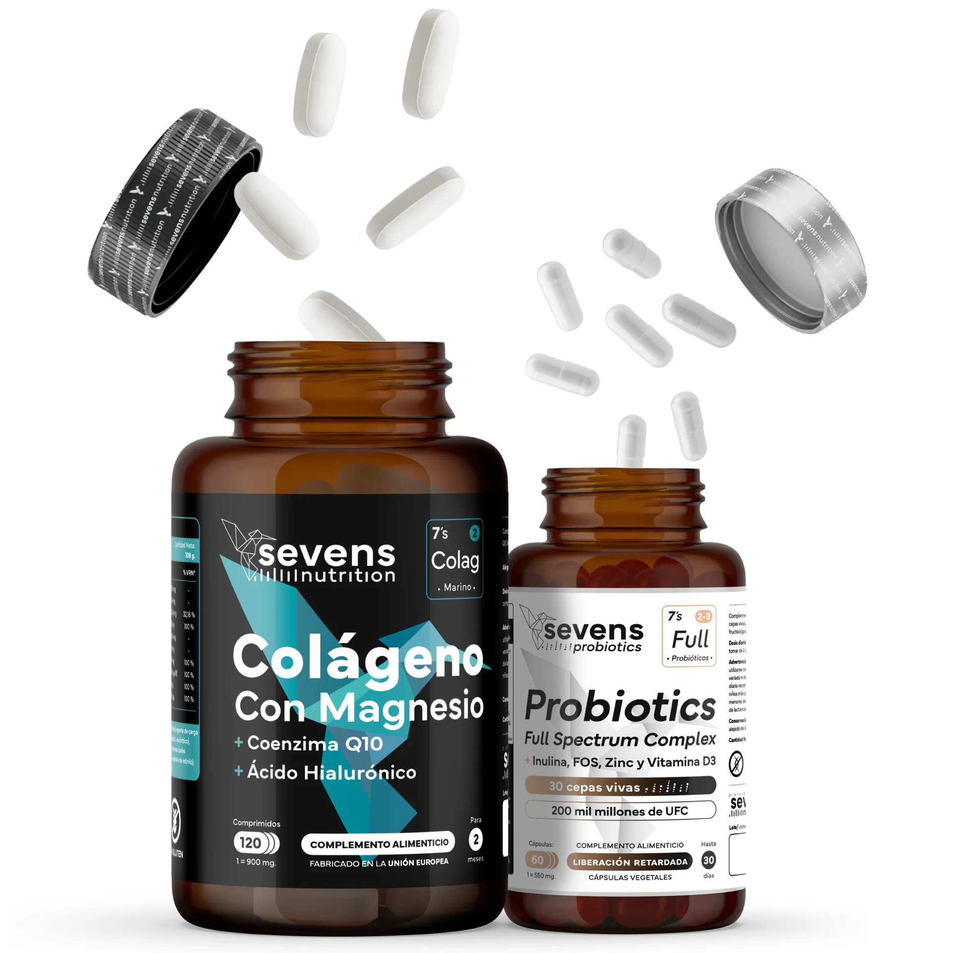 Colágeno Marino Con Magnesio + Probióticos Y Prebióticos. Sevens Nutrition. Salud Digestiva, Piel Y Articulaciones