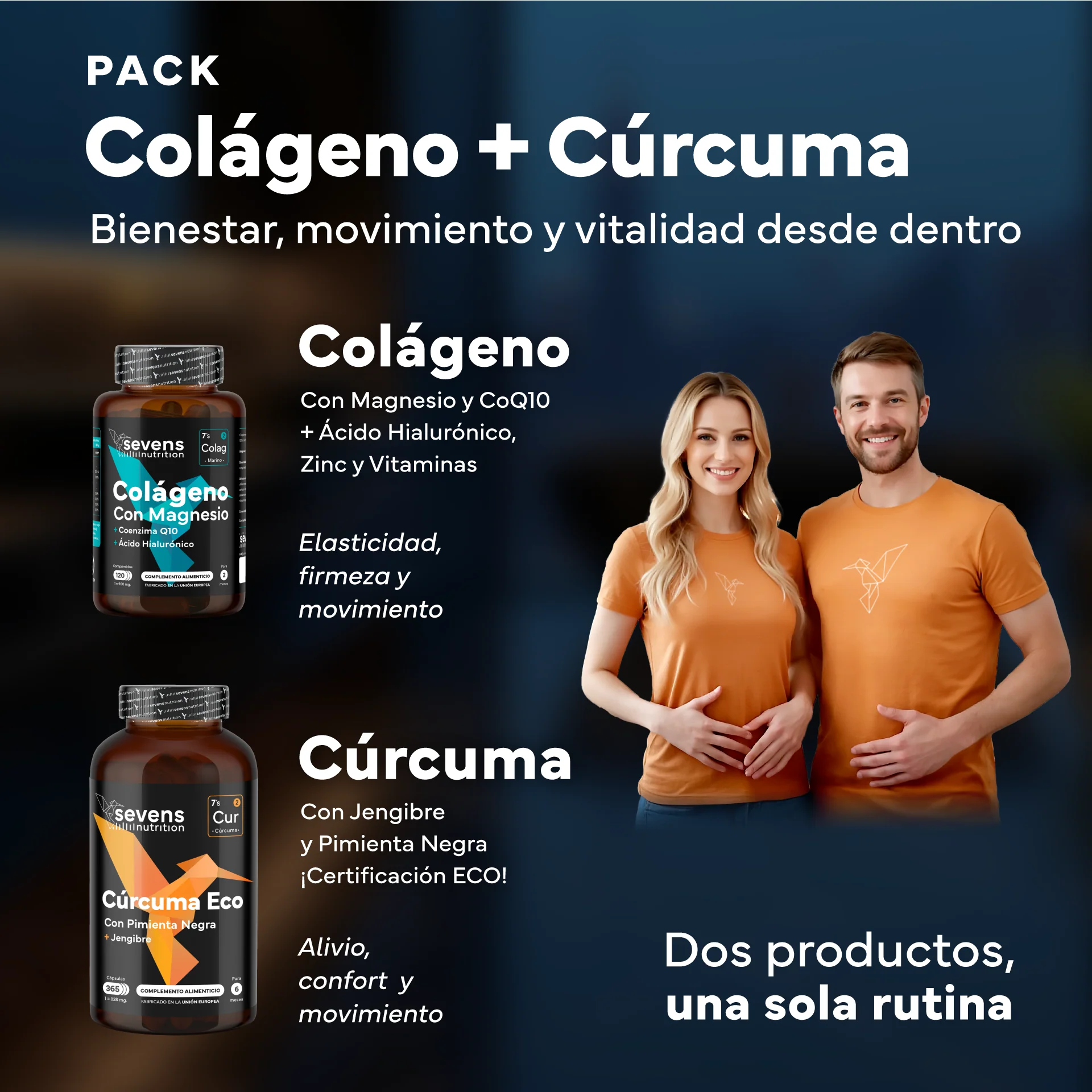 Colágeno Marino Con Magnesio Y Ácido Hialurónico + Cúrcuma Eco. Sevens Nutrition. Huesos, Articulaciones, Piel, Músculos - Image 2