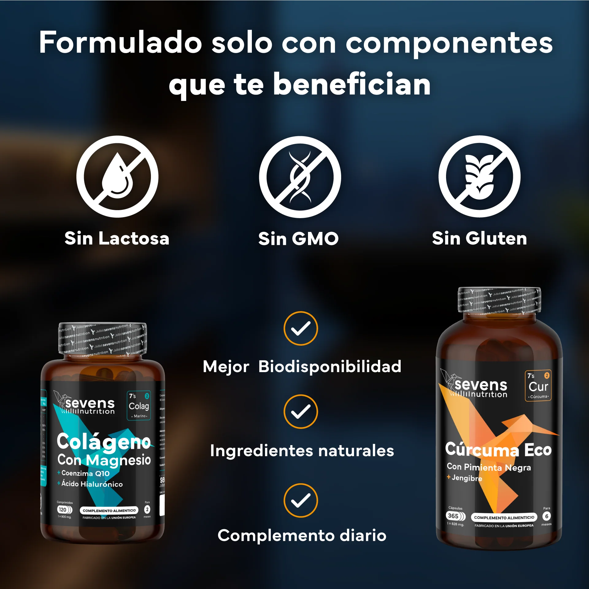 Colágeno Marino Con Magnesio Y Ácido Hialurónico + Cúrcuma Eco. Sevens Nutrition. Huesos, Articulaciones, Piel, Músculos - Image 4