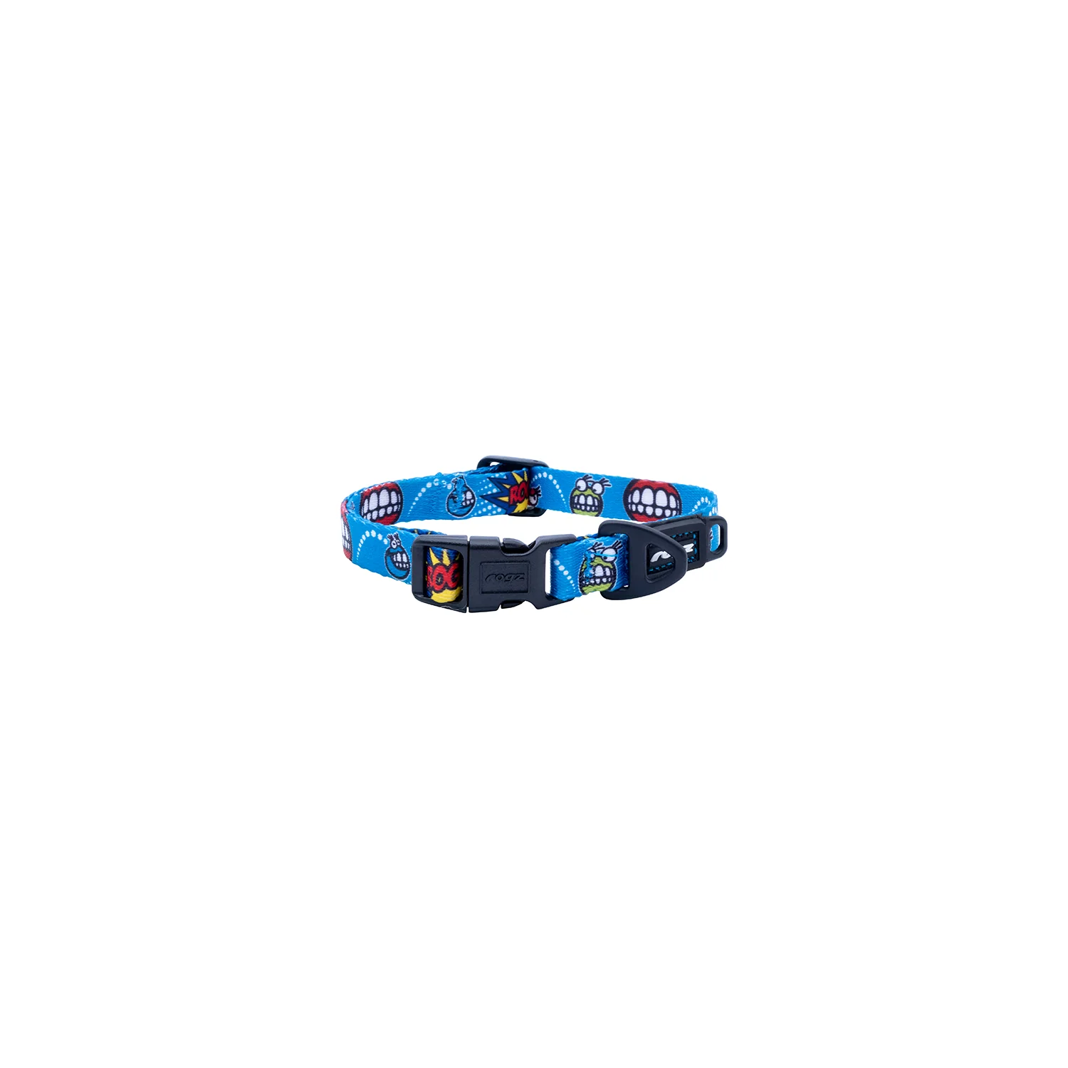 Collar Para Perro, Modelo Fusion De Rogz, Estampado Comic Azul. Talla S (8-14kg)