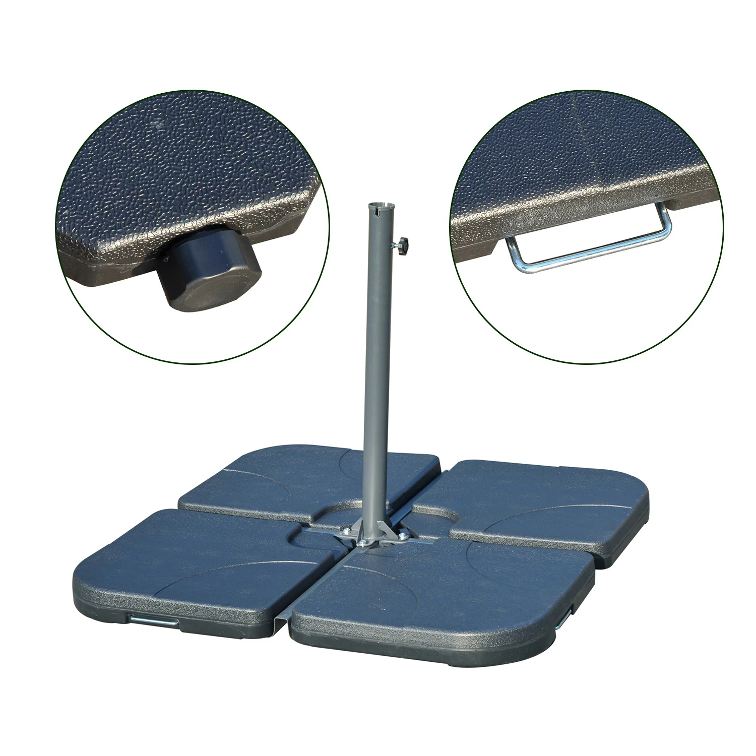 Conjunto De Sombrilla Doble Beige Outsunny 270x445x260 Cm Con Base Rellenable De 4 Piezas - Image 5