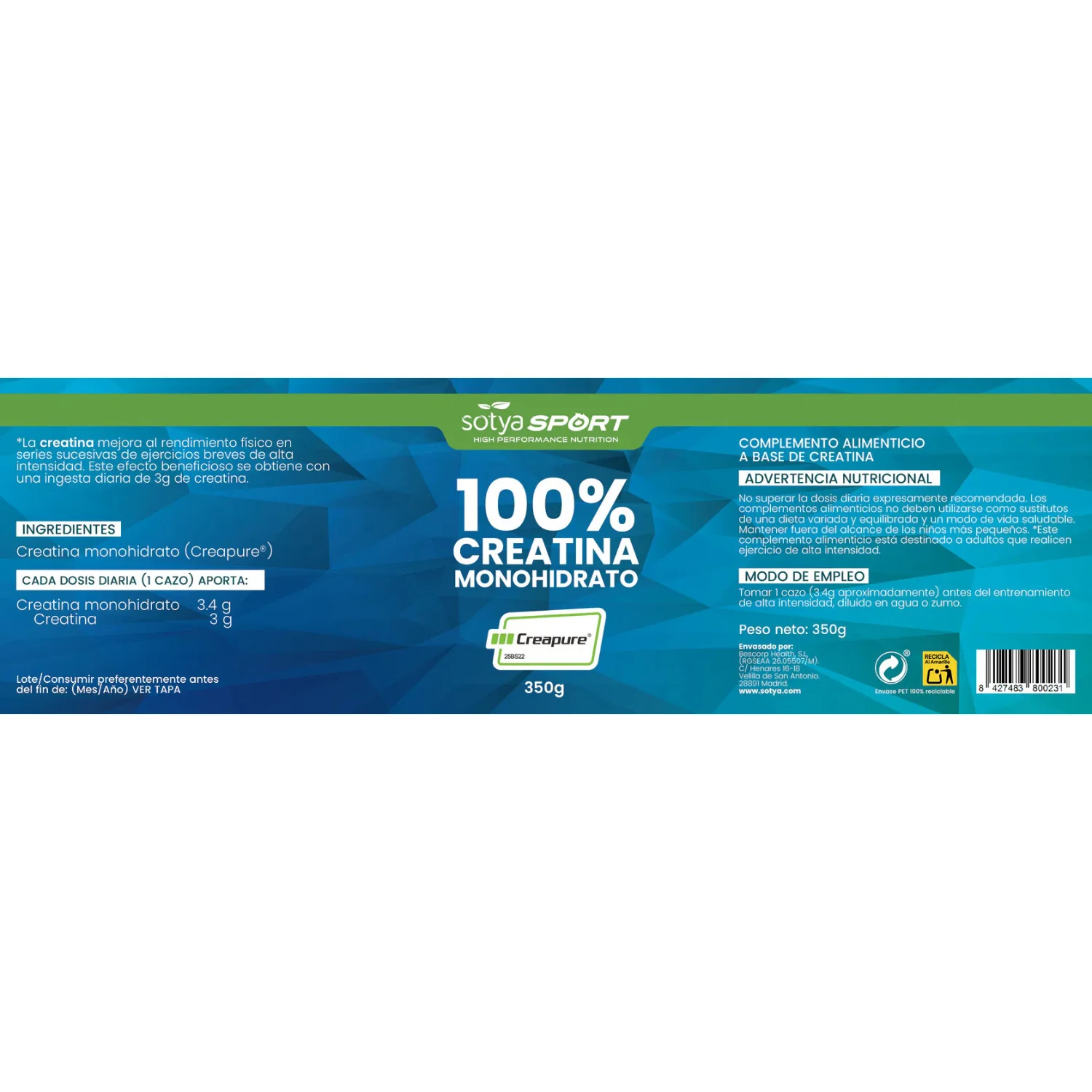 Creatina Monohidrato 100% Sotya 350 g - Image 4