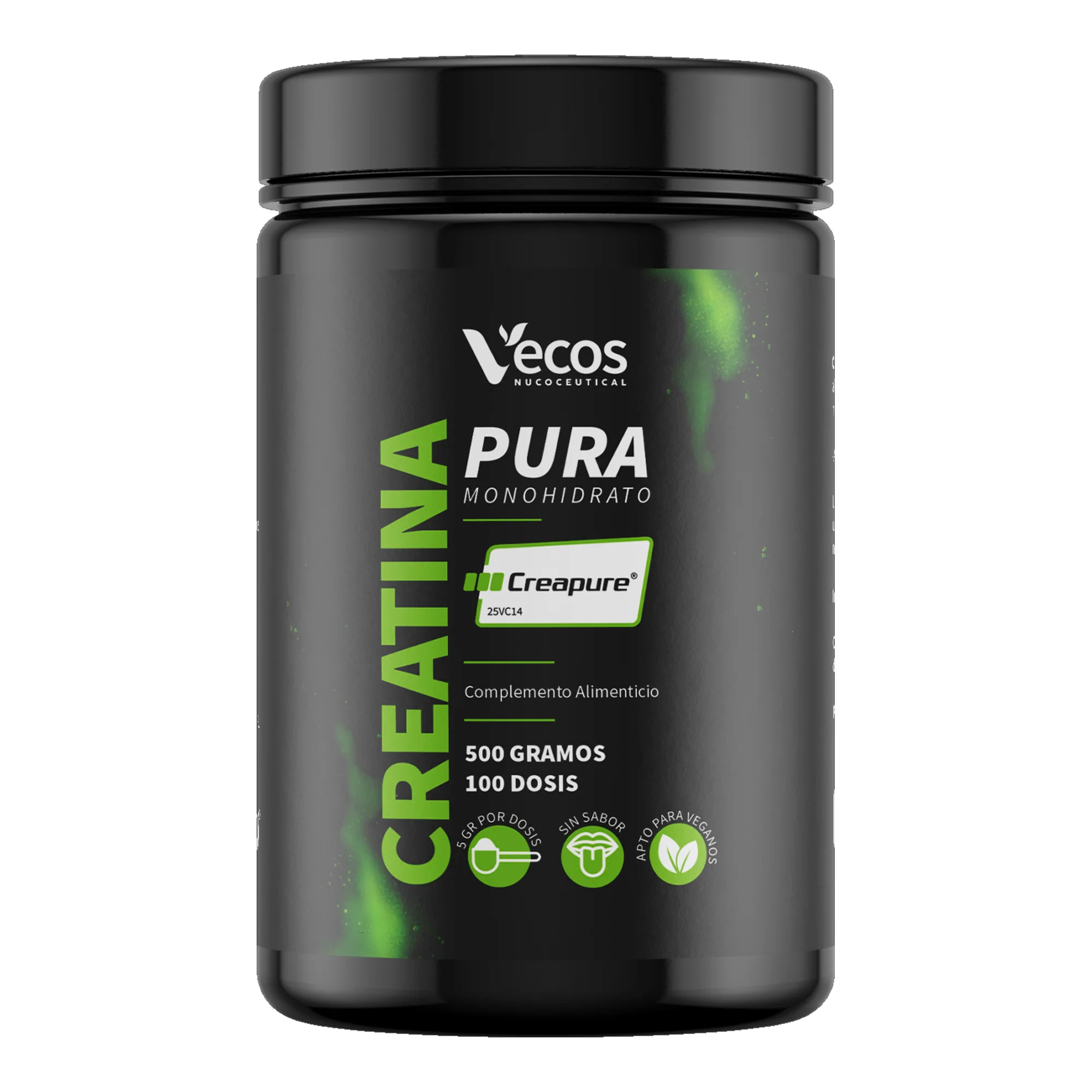 Creatina Monohidrato Creapure® Vecos 500 G | Fuerza, Potencia Y Rendimiento | 5000 Mg De Alta Pureza Por Dosis