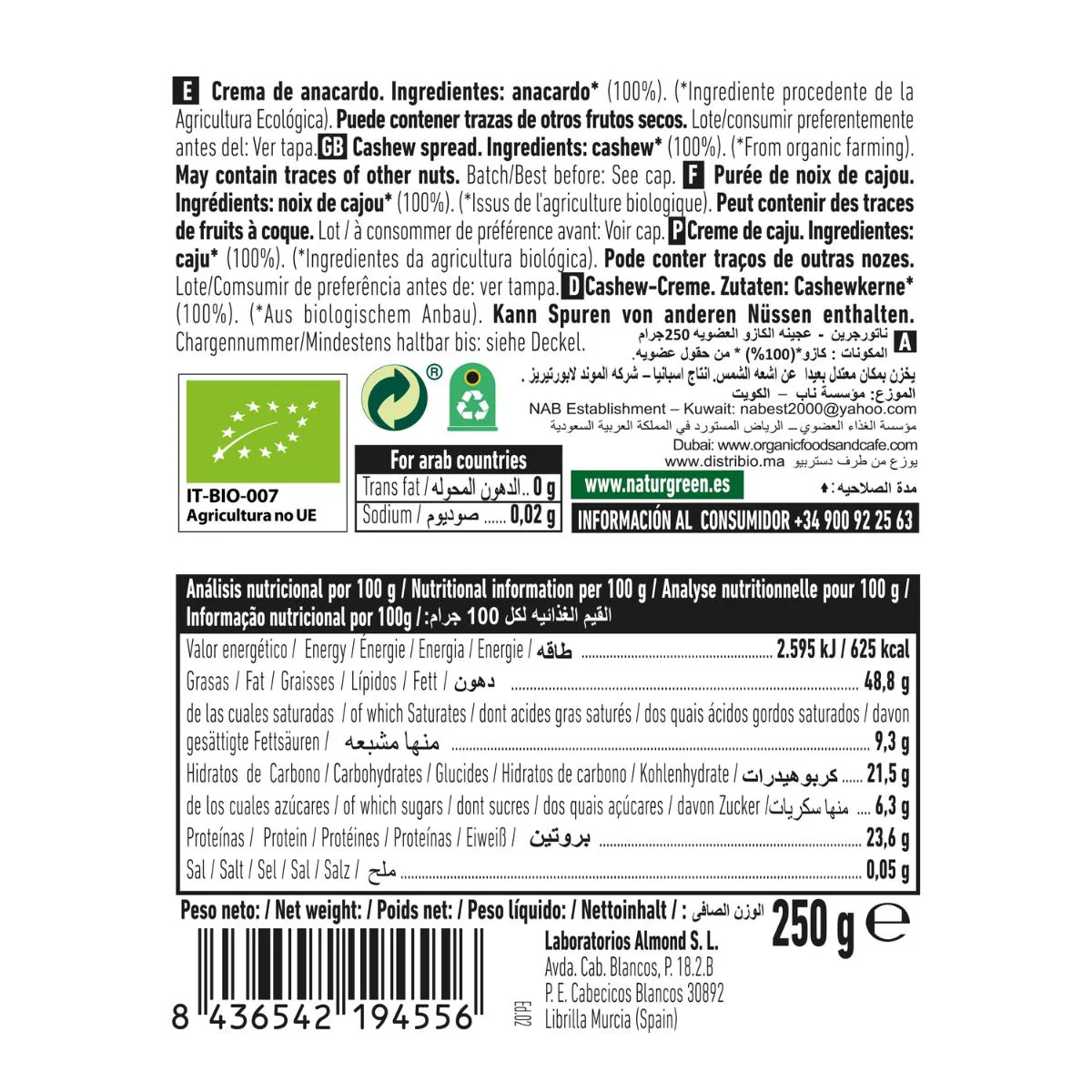 Crema de Almendra untable BIO NaturGreen 250 g - Image 4