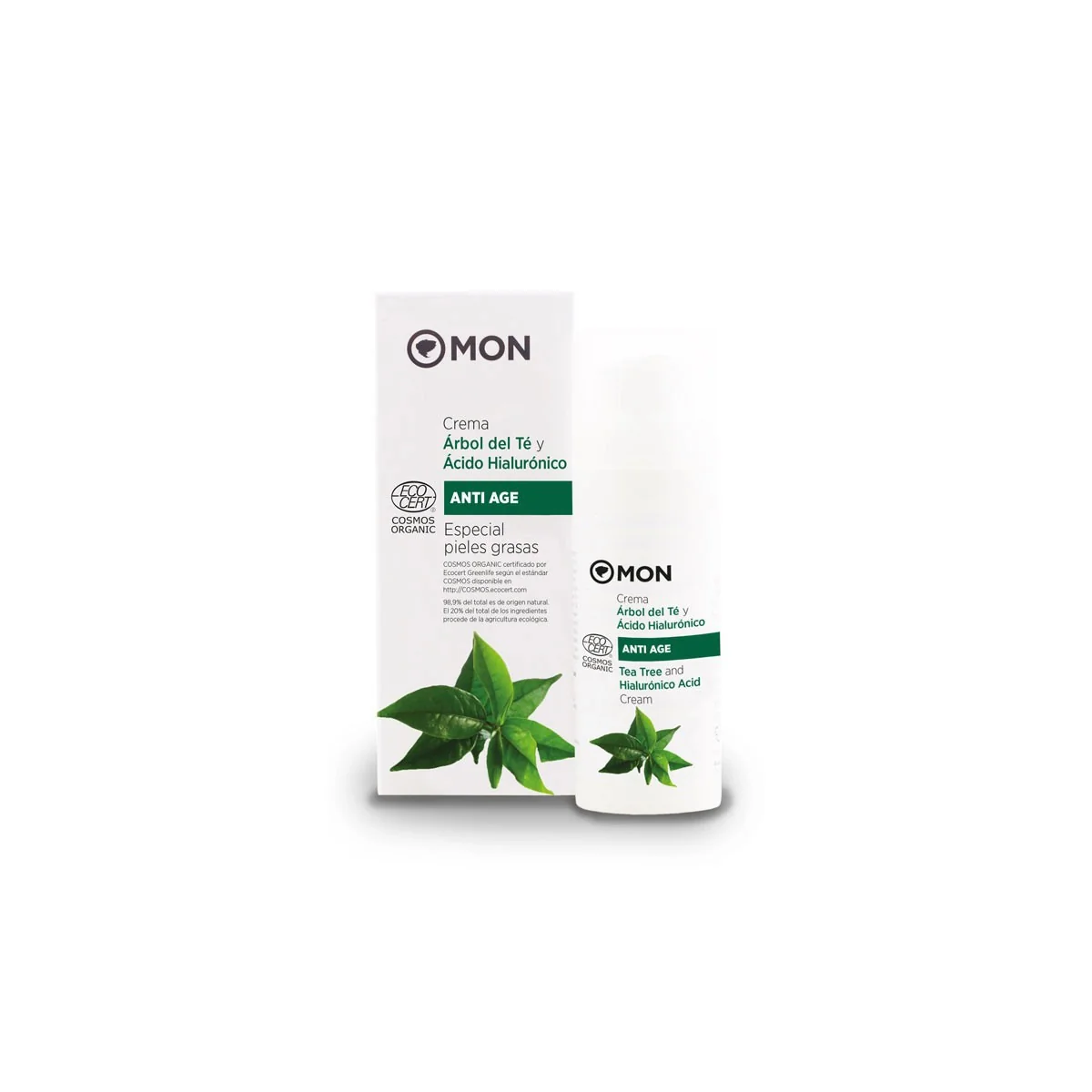 Crema facial Árbol del Té y Ácido Hialurónico Bio MON 50 ml