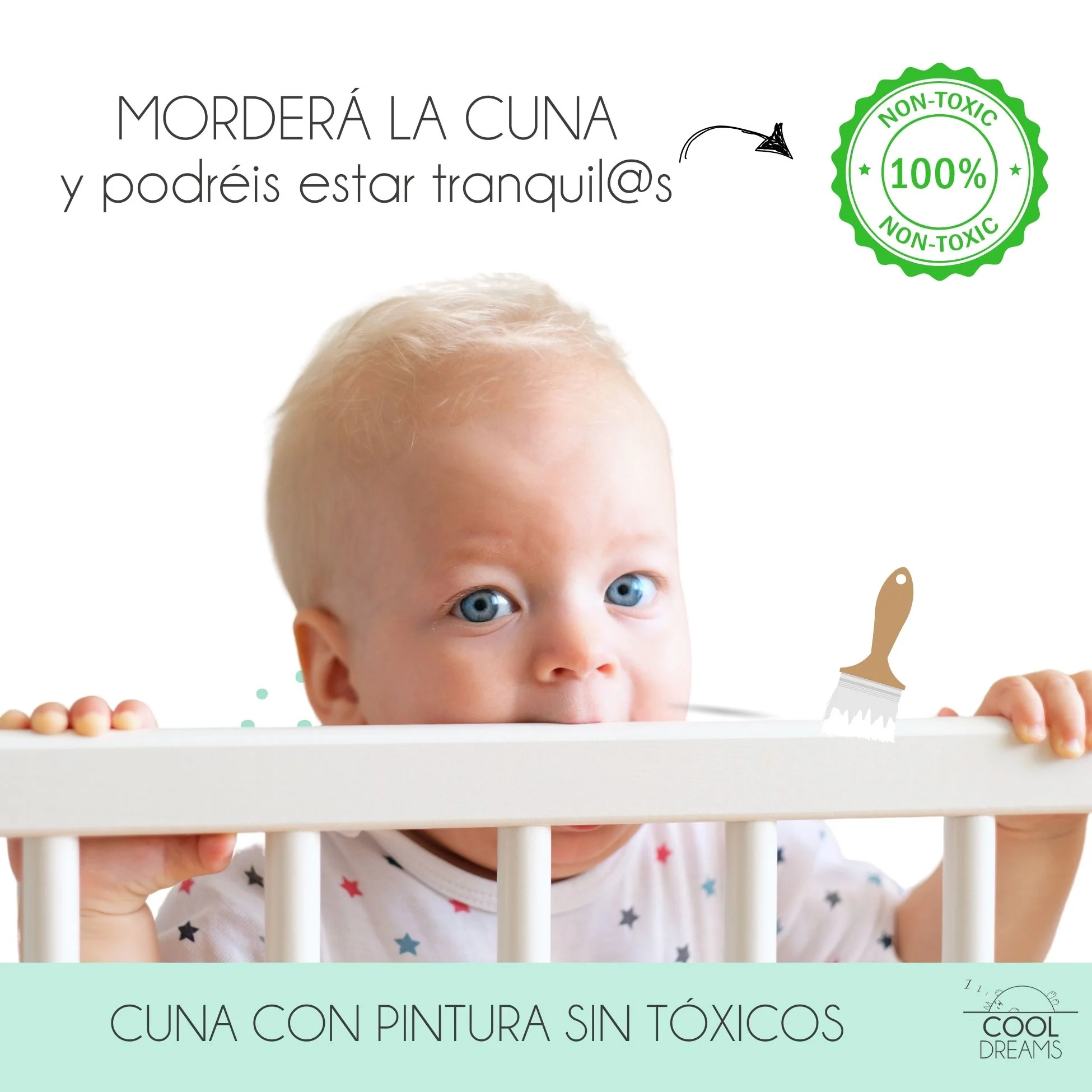 Cuna Bebé Indi Estilo Nórdico Infantil En Blanco Y De Madera De Haya, Con Colchón Morfeo Y Funda De Colchón Impermeable - Image 3