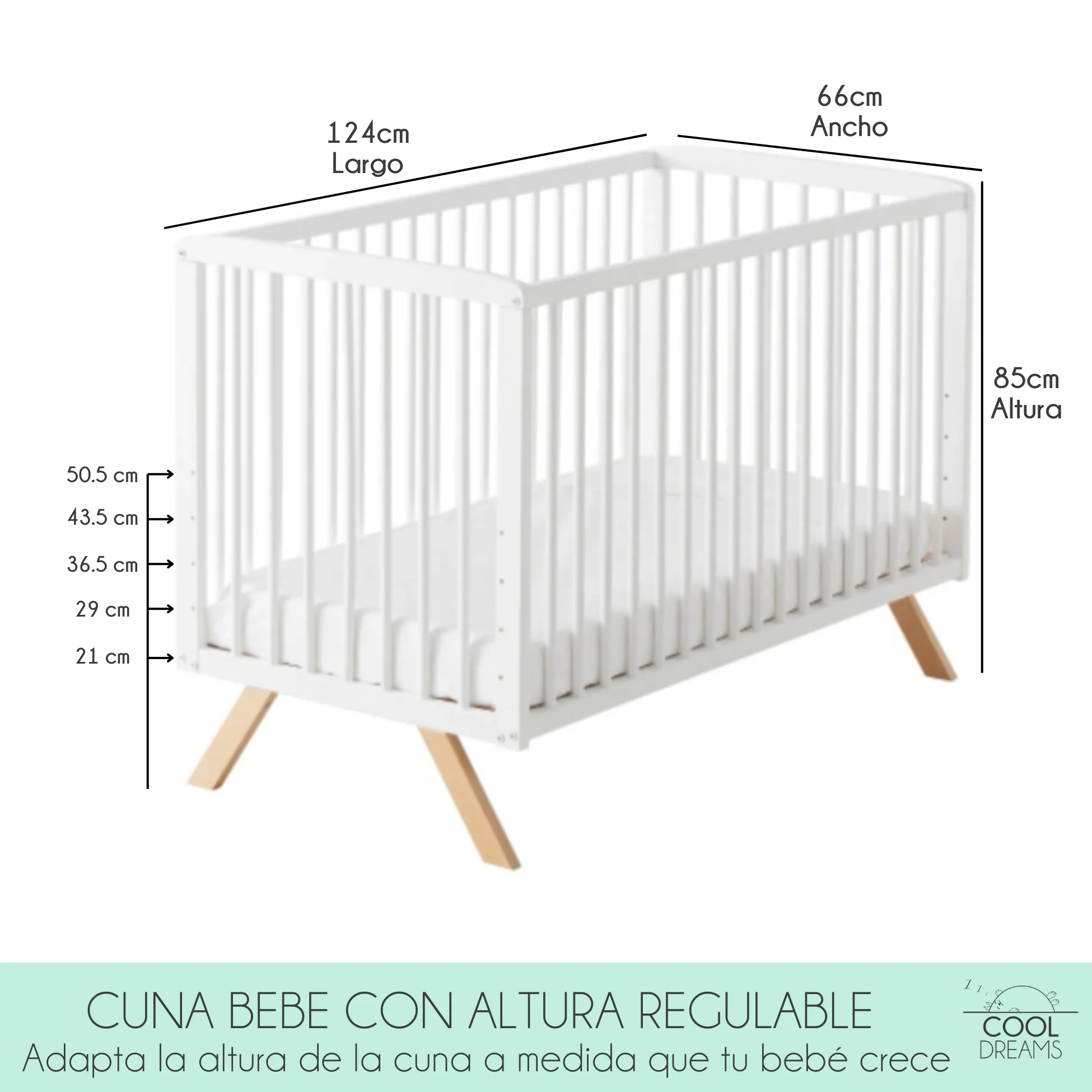 Cuna Colecho De Bebé Nuru Estilo Nórdico 120x60 Cm, Con Kit Colecho Incluido - Image 3
