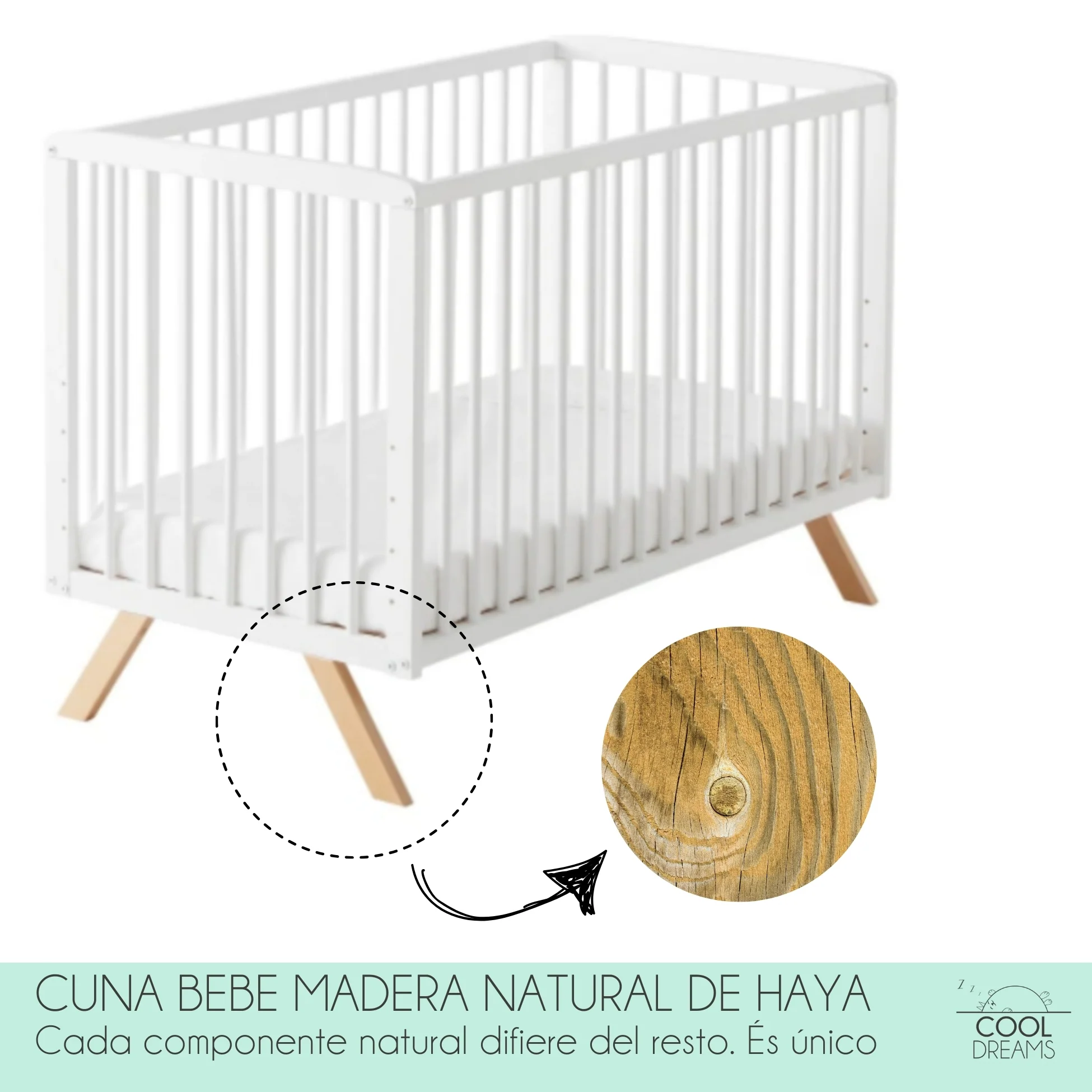 Cuna Colecho De Bebé Nuru Estilo Nórdico 120x60 Cm, Con Kit Colecho Incluido - Image 4