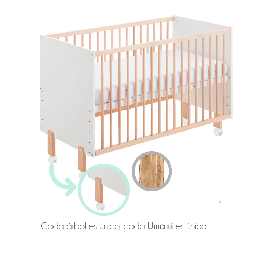 Cuna Convertible En Cama Umami Estilo Nórdico Infantil, Con Ruedas, Kit Colecho Y Barandillas De Seguridad - Image 4