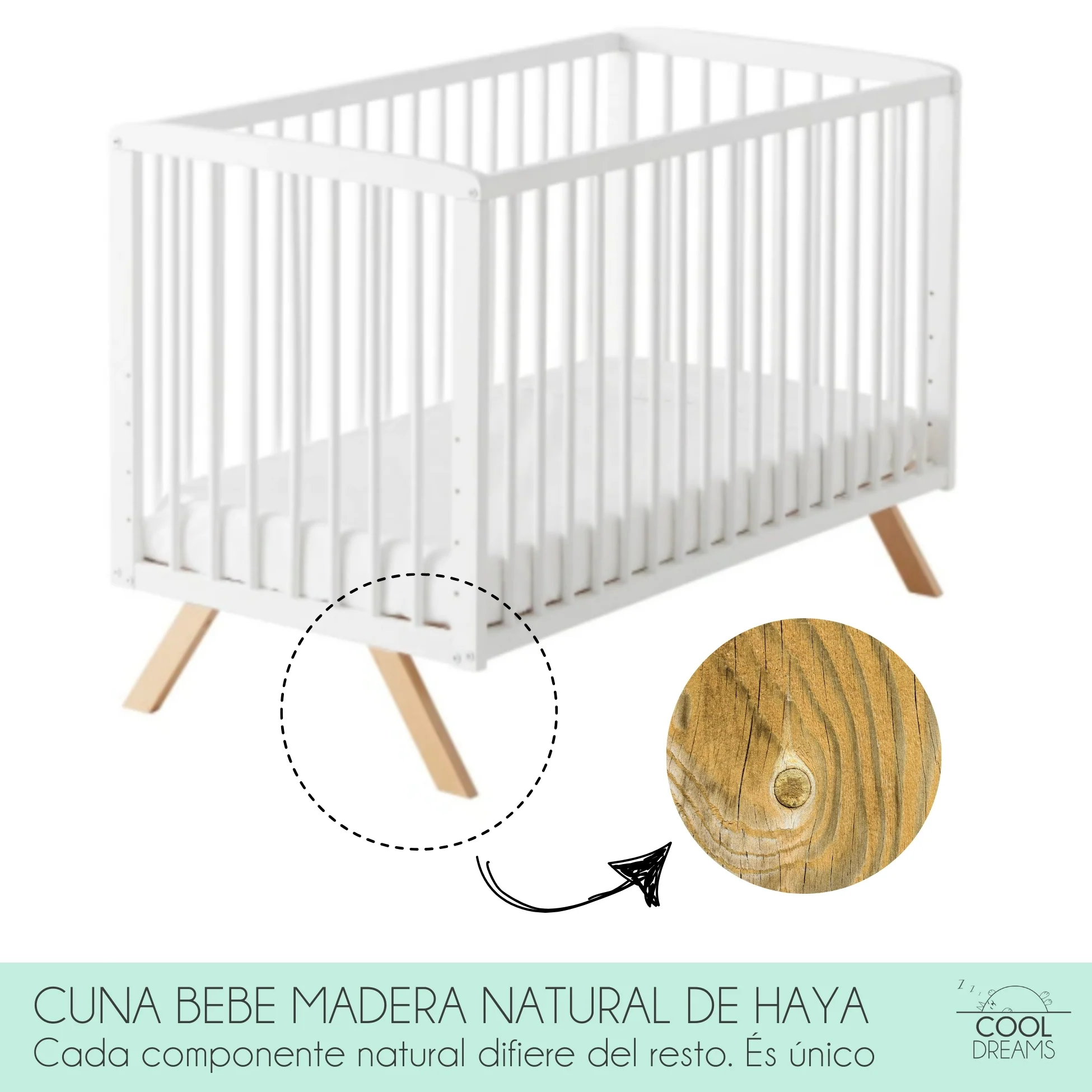 Cuna De Bebé Nuru Estilo Nórdico Infantil, Con Kit Colecho, Colchón Morfeo Y Ropa De Cama 100% Algodón - Image 3