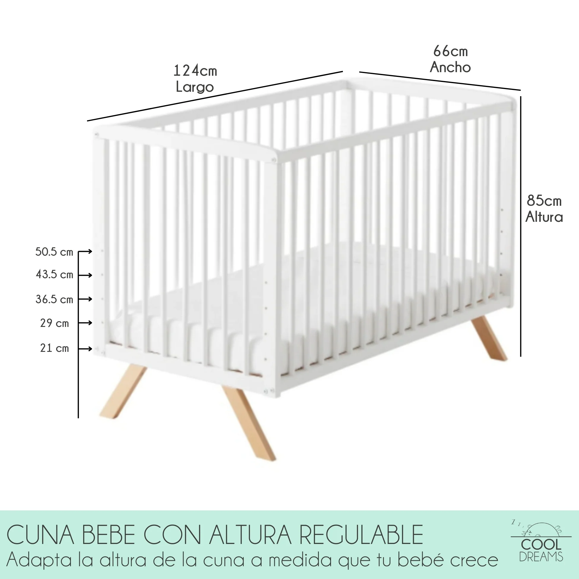 Cuna De Bebé Nuru Estilo Nórdico Infantil, Con Kit Colecho, Colchón Morfeo Y Ropa De Cama 100% Algodón - Image 5