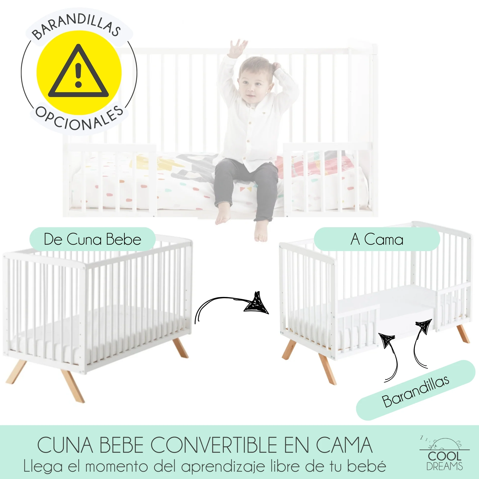 Cuna De Bebé Nuru Estilo Nórdico Infantil, Con Kit Colecho, Colchón Morfeo Y Ropa De Cama 100% Algodón - Image 6