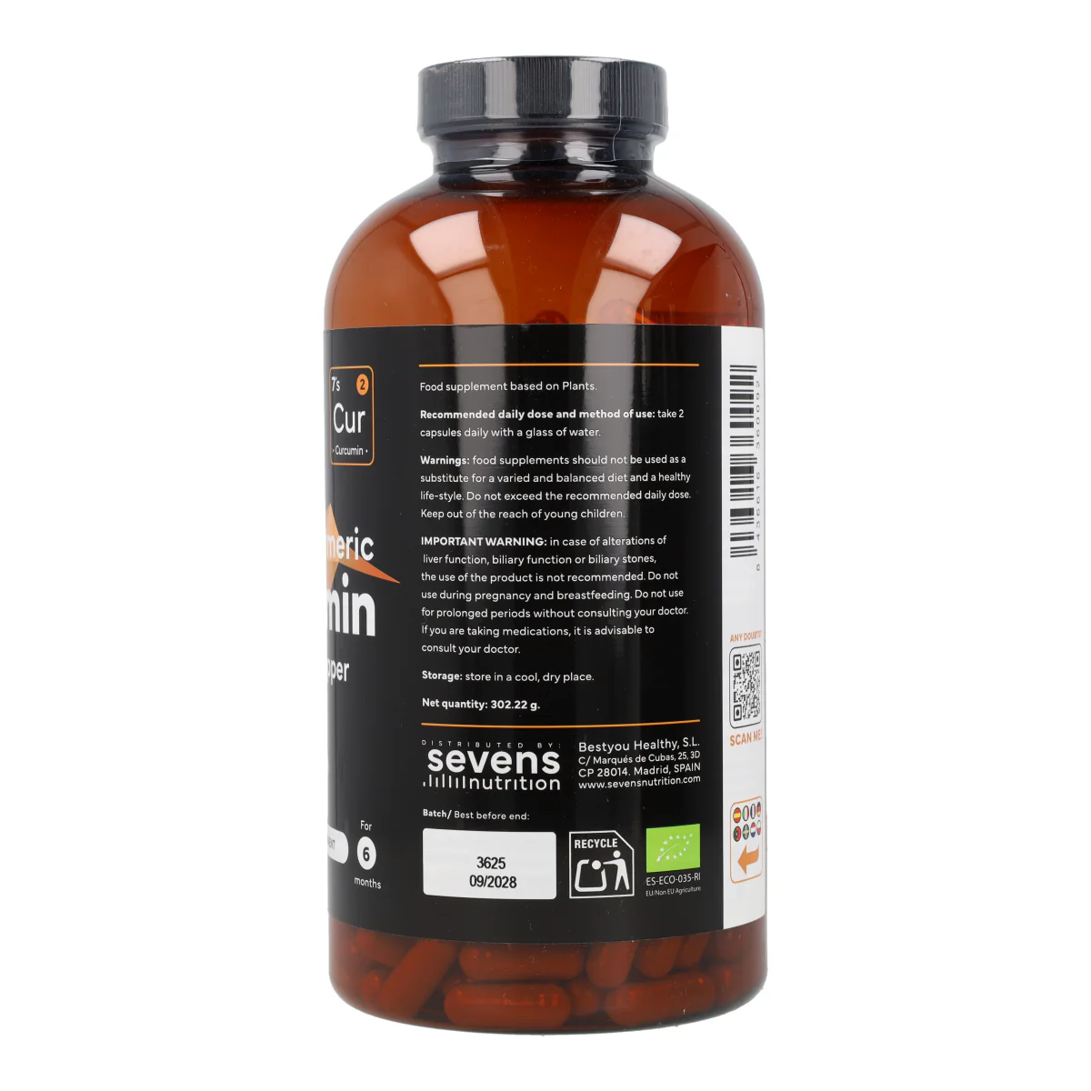 Cúrcuma + Jengibre Sevens Nutrition 365 cápsulas - Image 6