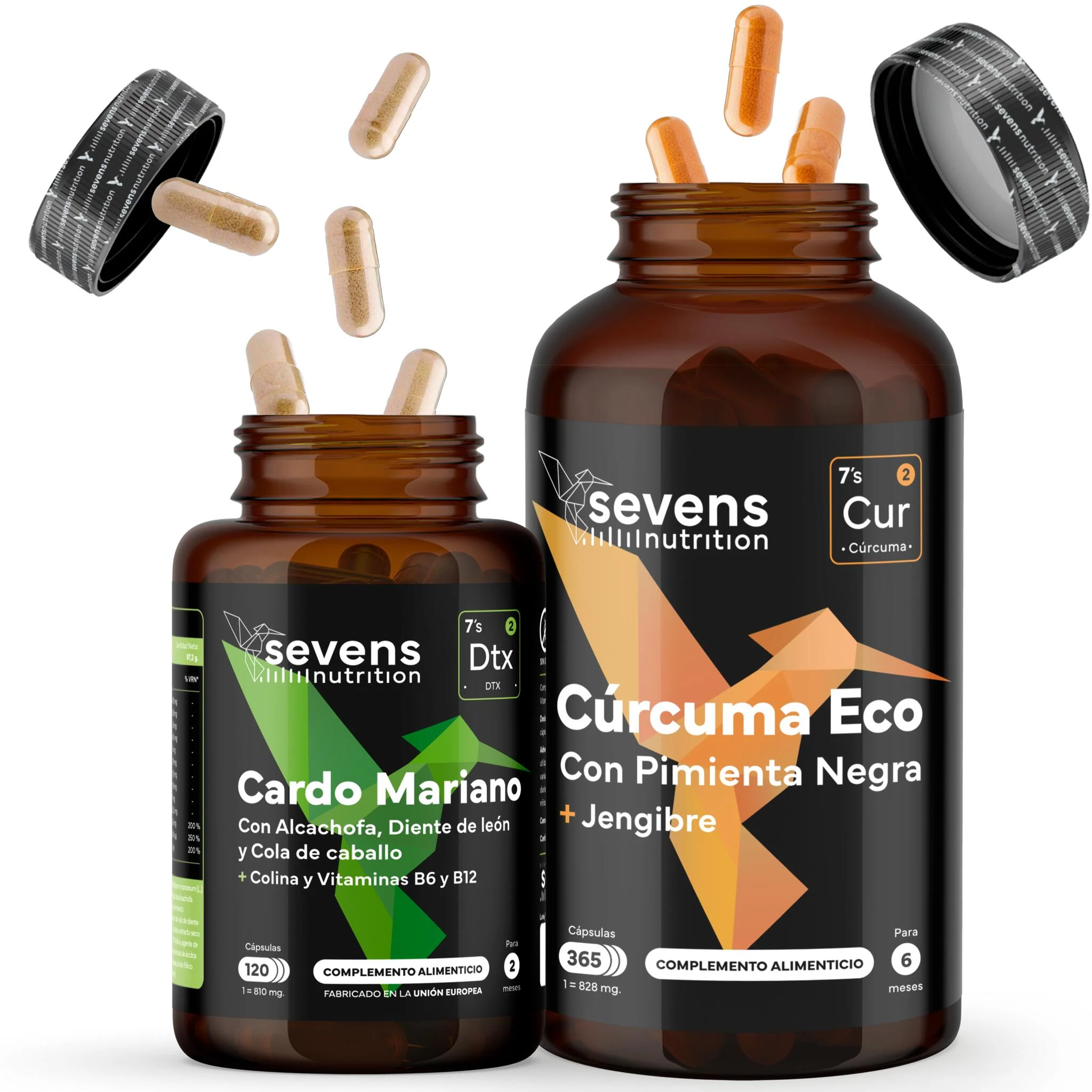 Detox Natural Con Cardo Mariano + Cúrcuma Eco. Sevens Nutrition. Detox Hepático, Digestivo Y Antiinflamatorio Natural