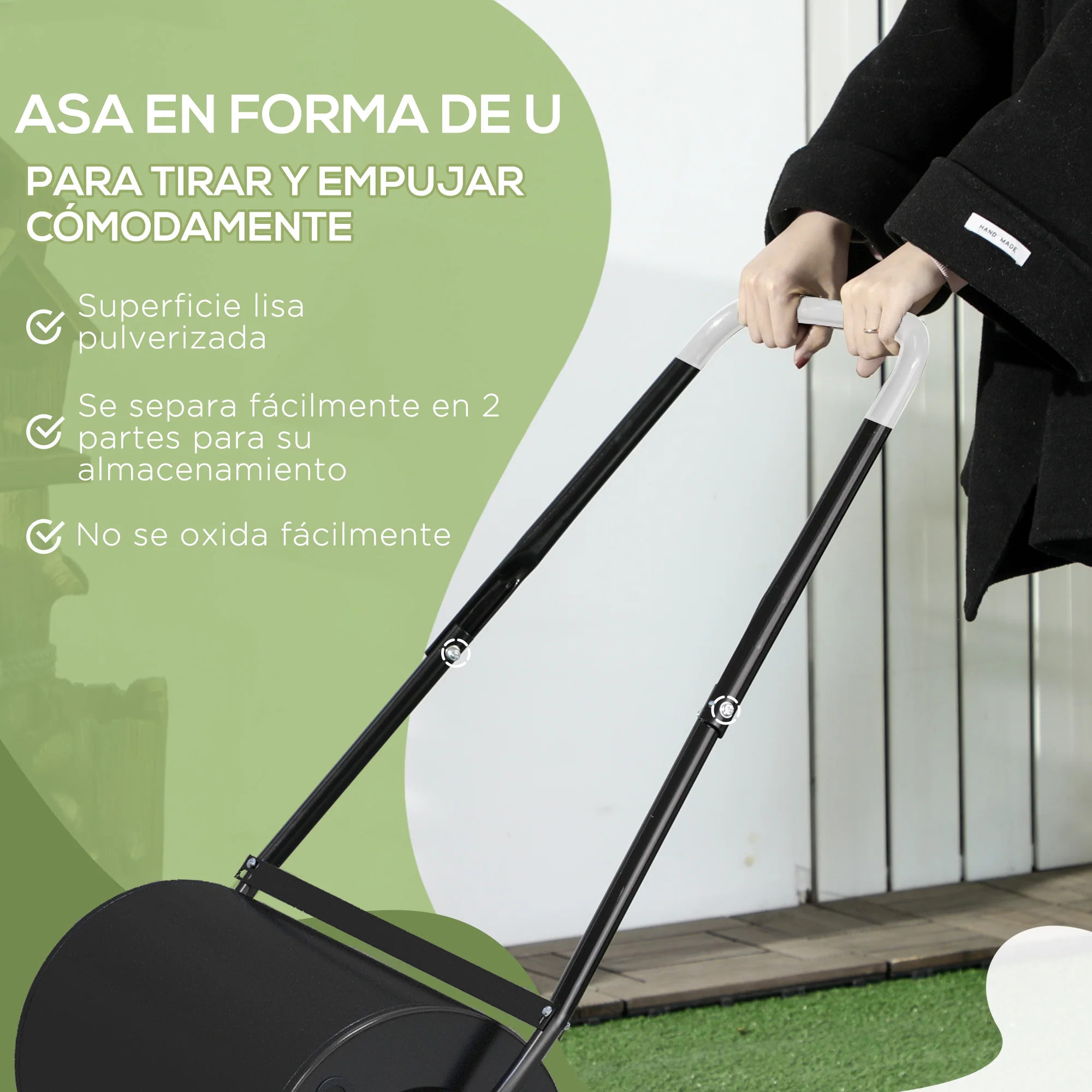 Durhand Rodillo De Césped Jardín Acero 38l Llena Agua Arena Φ32x50cm Asa - Image 6