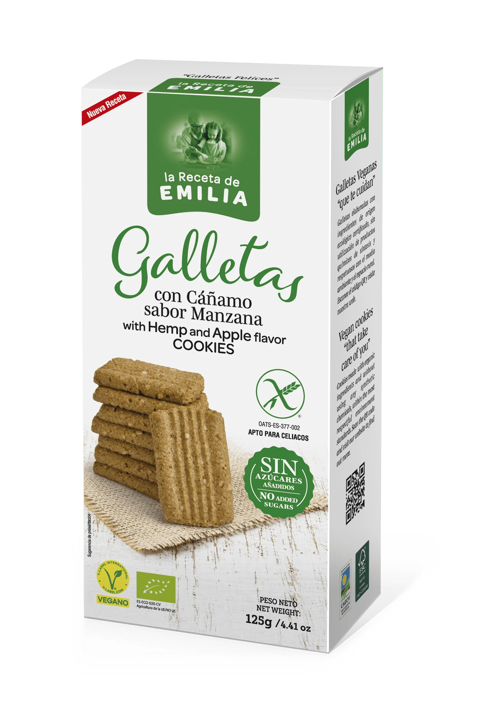 Galletas Con Cañamo Sabor Manzana sin Azucares Añadidos 125 Gr.