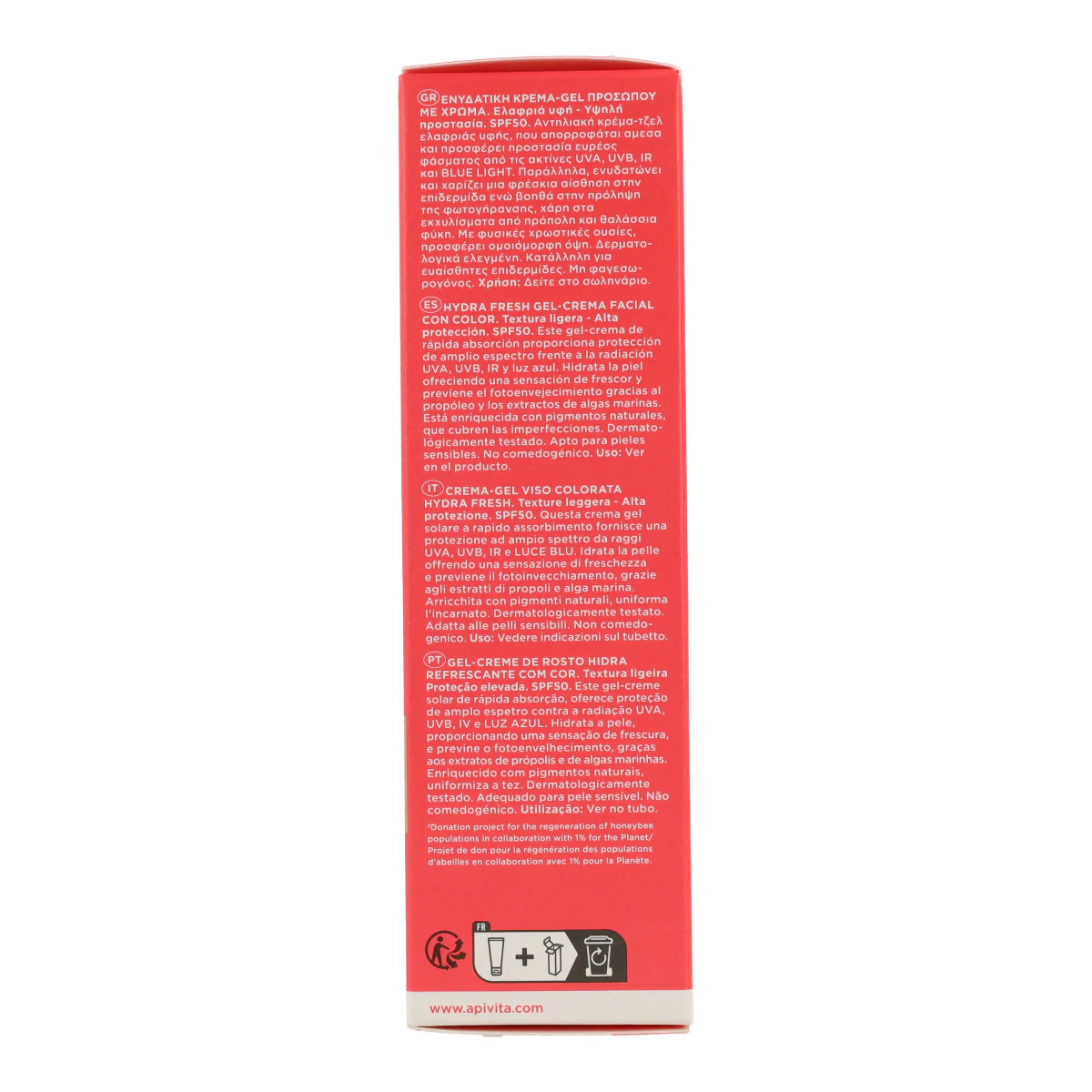 Gel-Crema Solar Hydra Fresh con color SPF50 Apivita 50 ml - Image 5