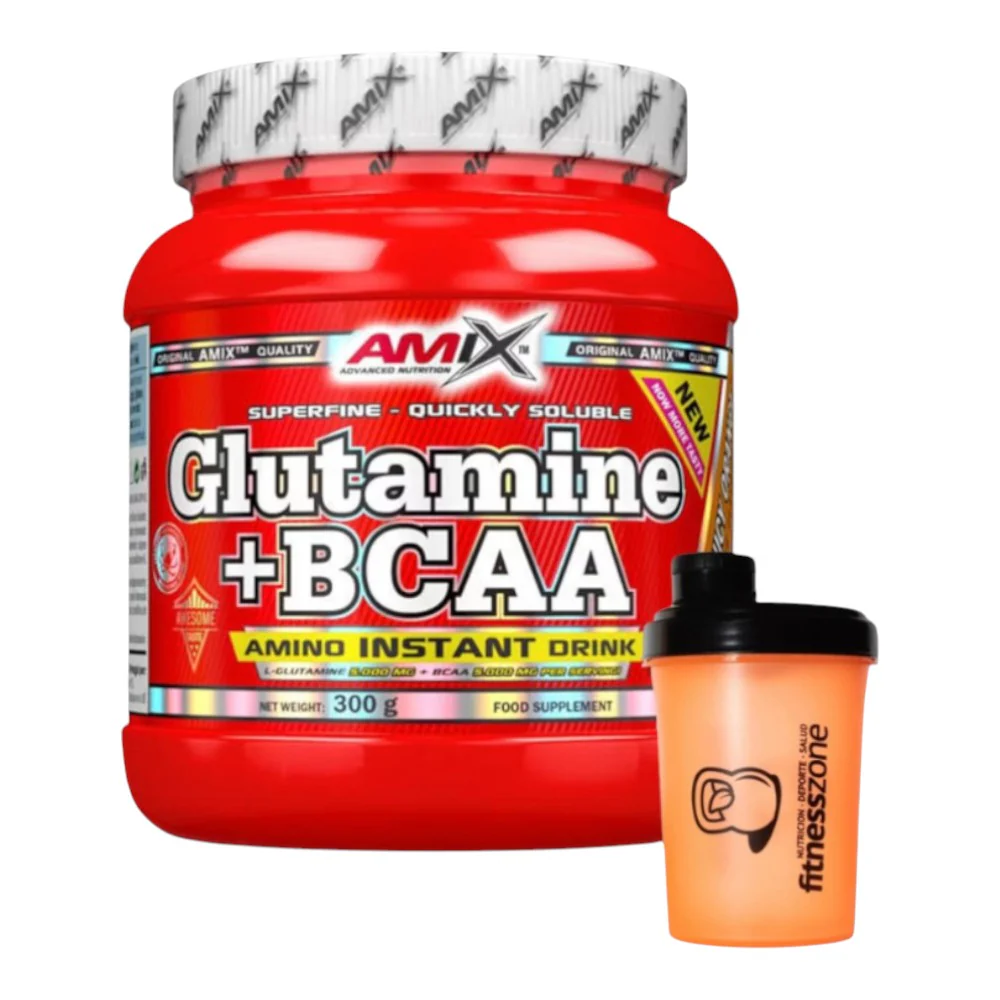 Glutamine + Bcaa 300 Gr + ¡shaker Fitnesszone De Regalo! Piña
