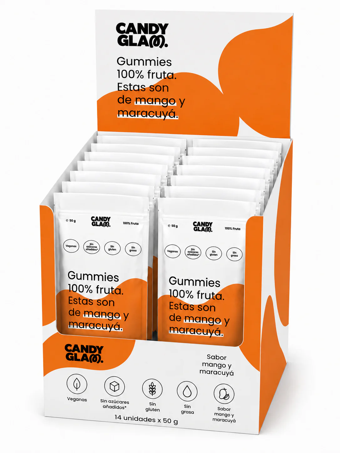 Gummies 100% Fruta Pack De 14 Mango Y Maracuyá – Snack Saludable Vegano Sin Azúcares Añadidos