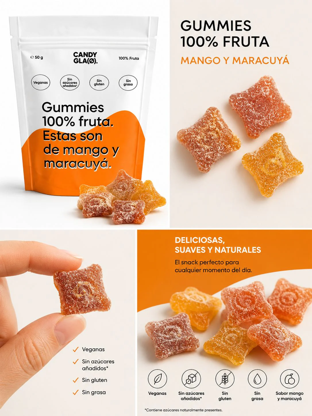 Gummies 100% Fruta Pack De 14 Mango Y Maracuyá – Snack Saludable Vegano Sin Azúcares Añadidos - Image 4