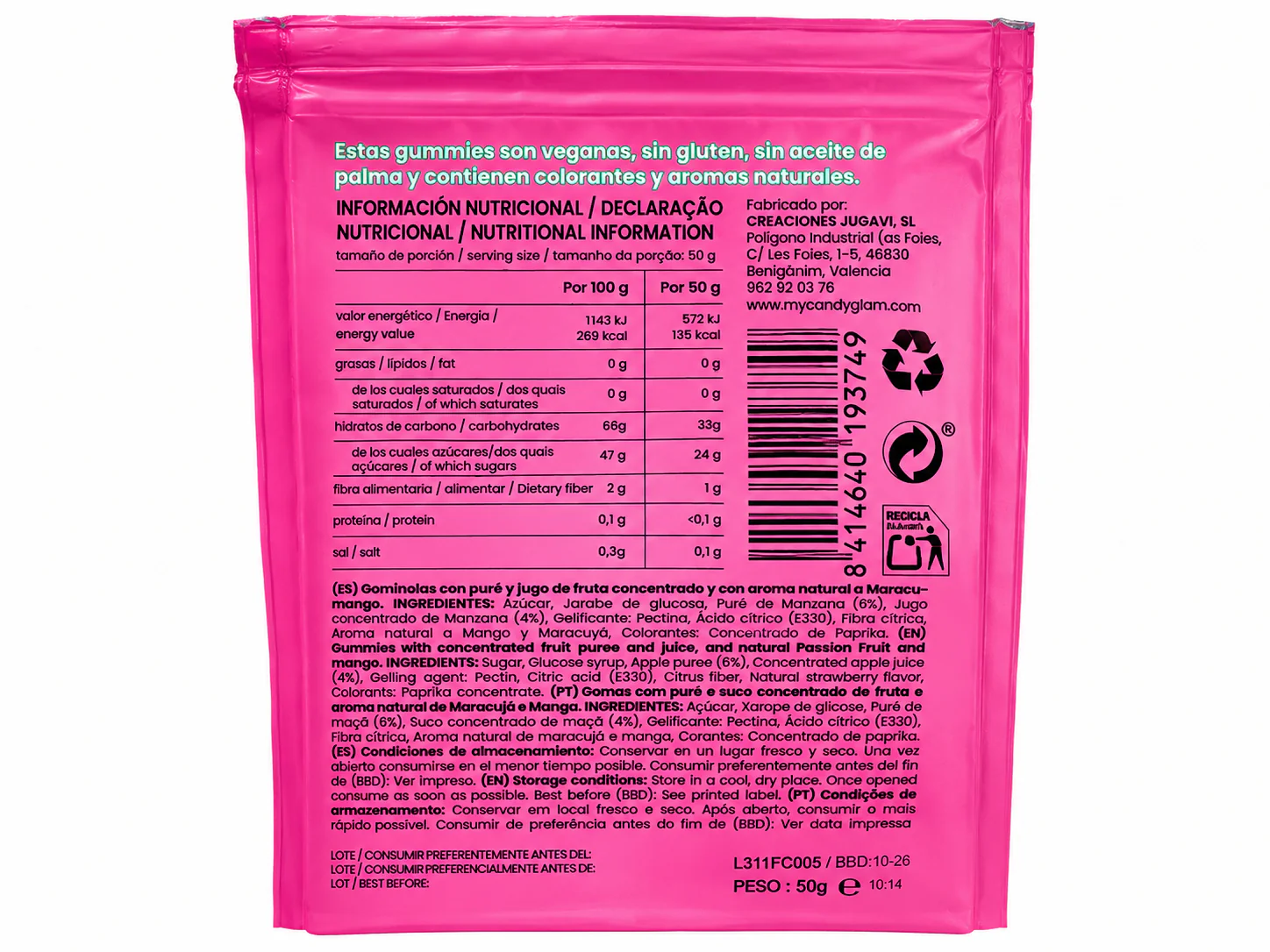 Gummies Veganas Sabor Cereza Pack 14 Bolsas - Snack Dulce Natural Sin Gluten - Image 5