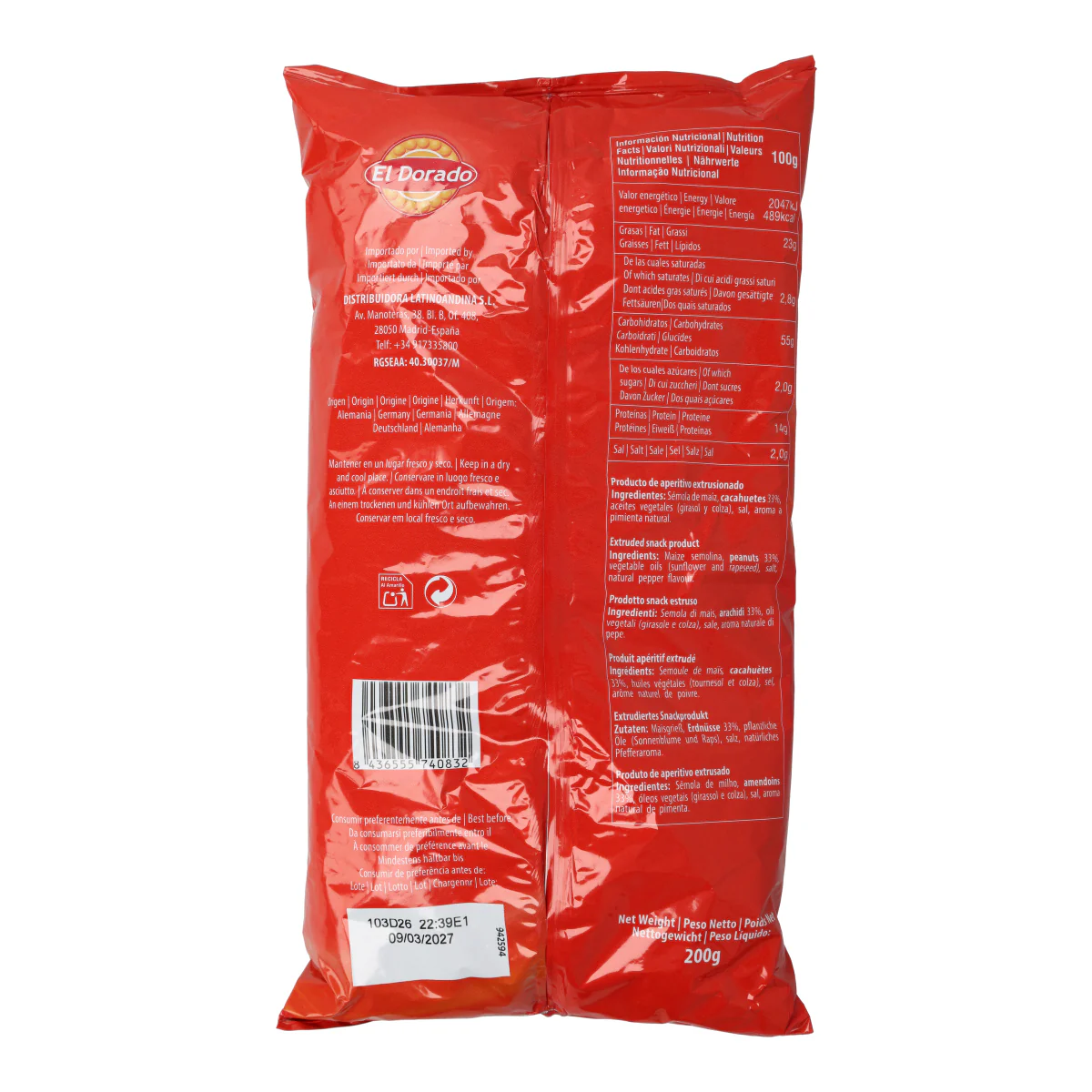 Gusanitos de Maní El Dorado 200g - Image 2