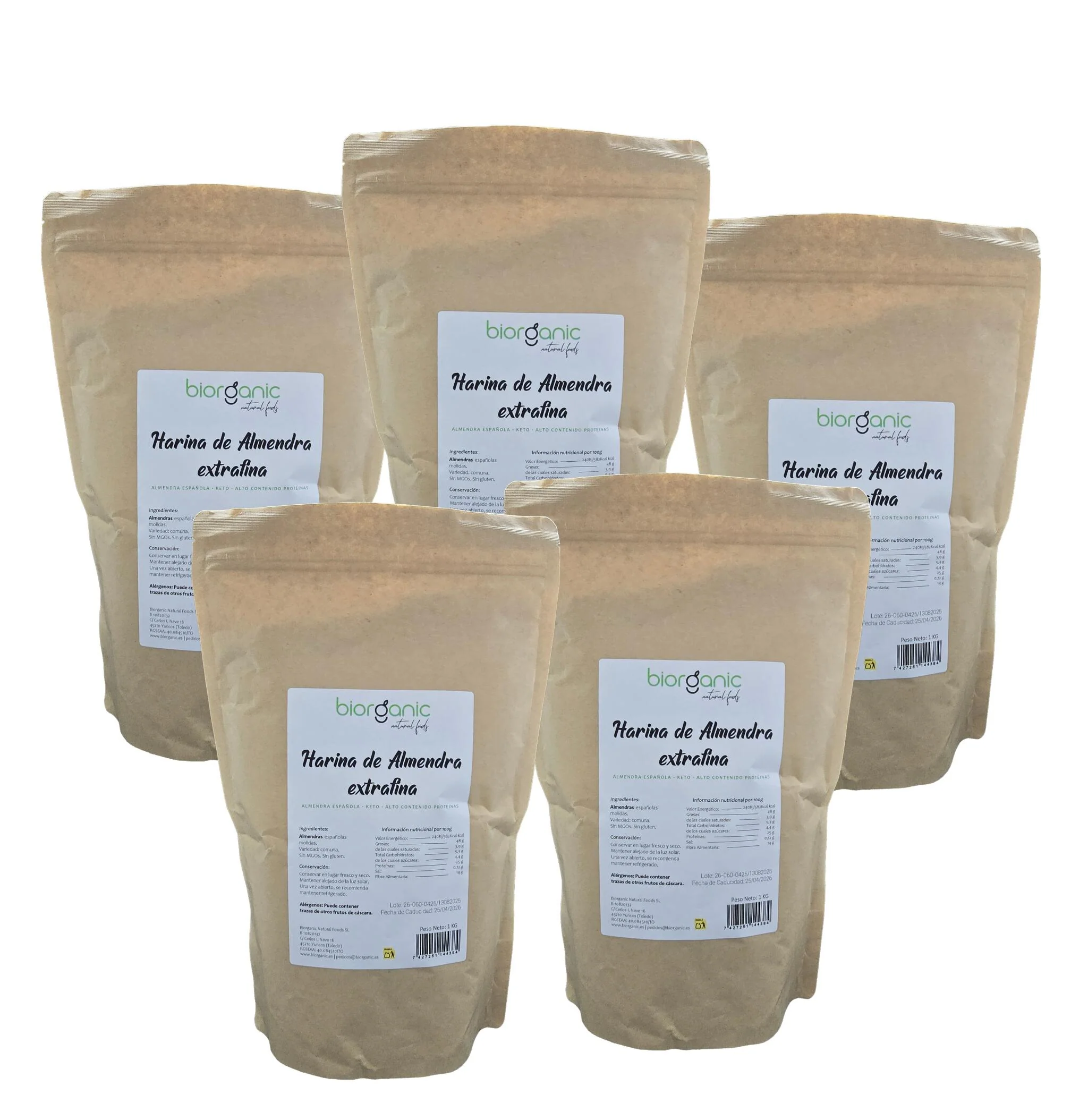 Harina De Almendra Pack Ahorro 5kg Keto, 100% Natural – Sin Gluten – Biorganic