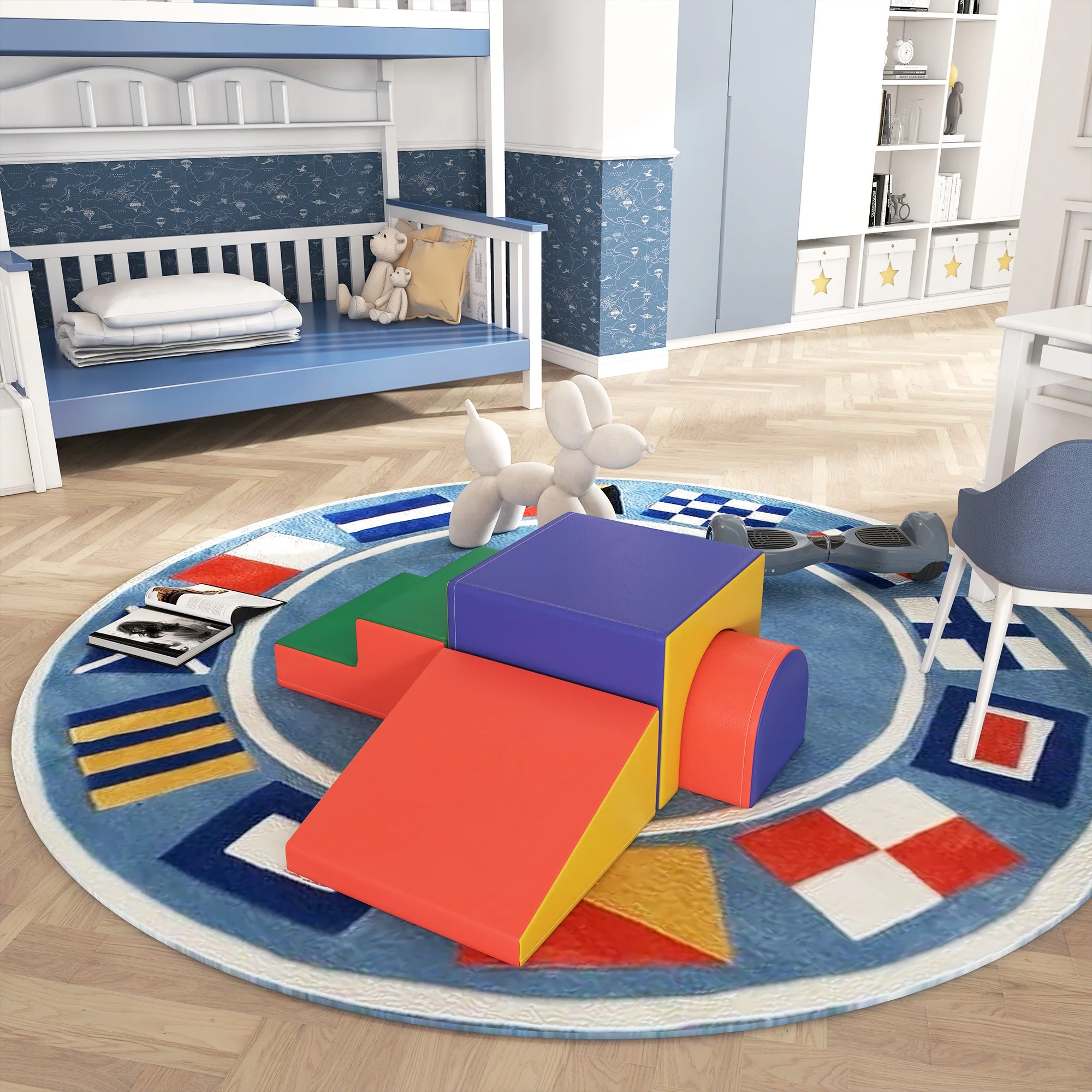 Homcom 4 Bloques De Espuma Para Niños Tapizados En Cuero Sintético 150x50x39 Cm - Image 2